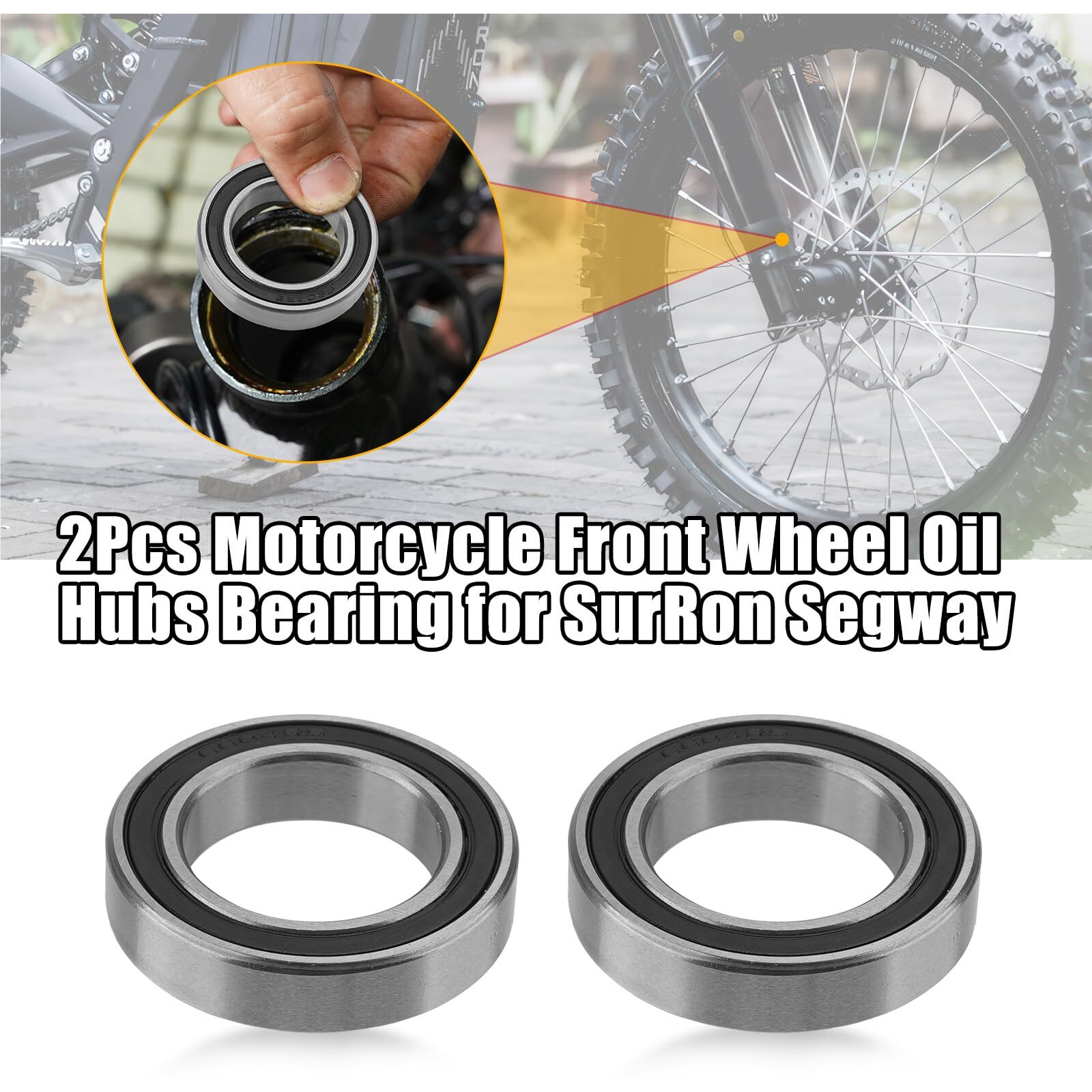 Urlwall 2Pcs Motorcycle Front Wheel Oil Hub Bearing And Seal For Sur Ron Light Bee X/S, Segway X160/X260 Electric Dirt Bike Surron Accessories