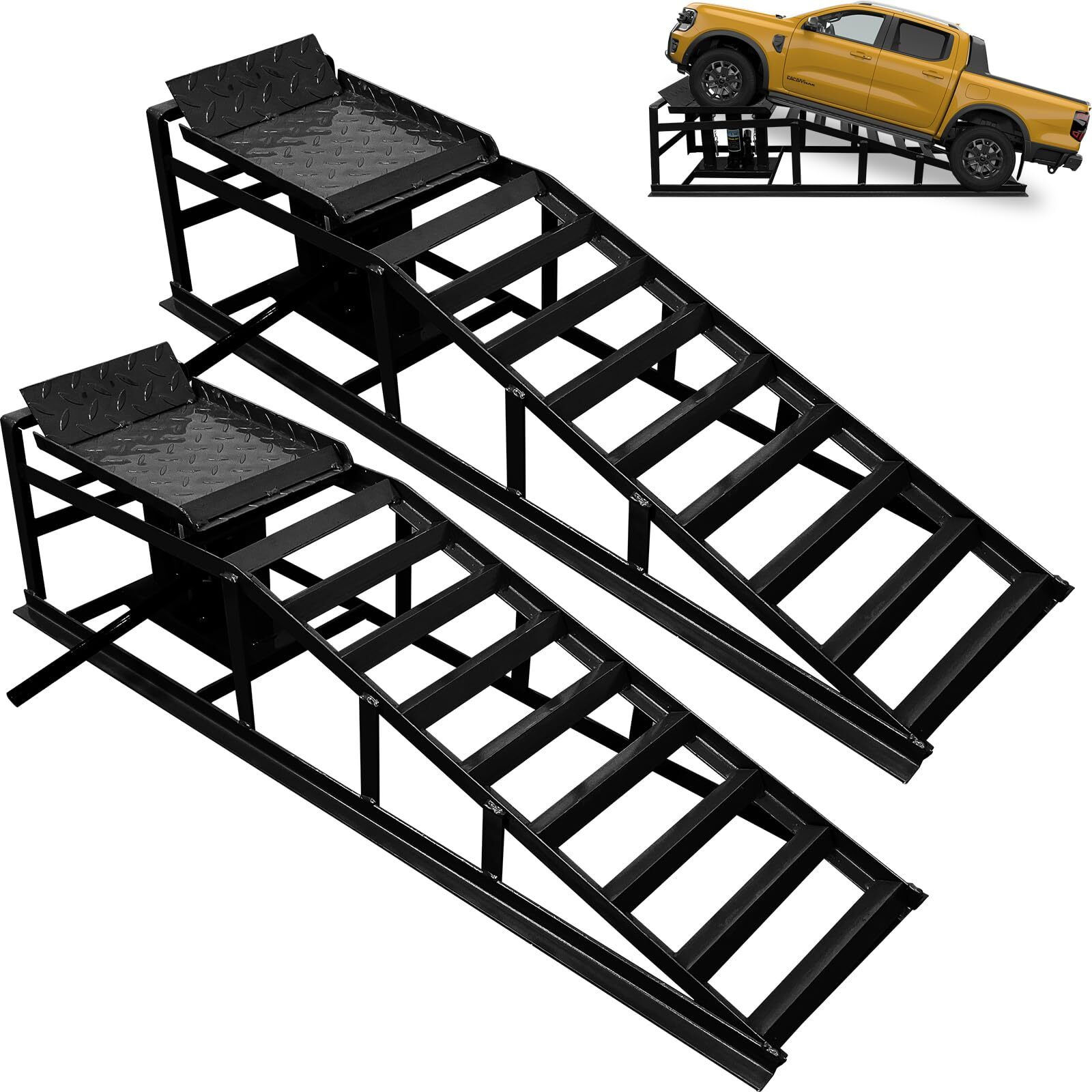 Hydraulic Car Ramps Heavy Duty Auto Car Truck Service Ramps Hydraulic Lift 2 Pcs 11000 Pound 5-Ton For Maintenance Or Oil Change (Black, 45.3"" L X 10.2"" W X 15"" H)