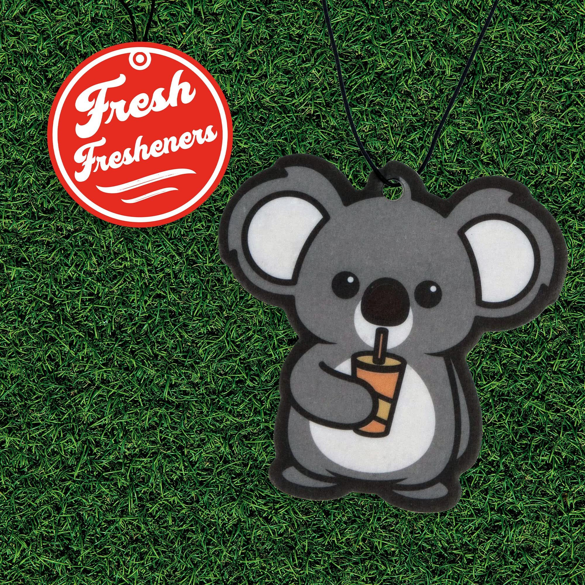 Koala Drinking Tea Car Air Freshener 3 Pack Scented With Essential Oils (3 Pack)
