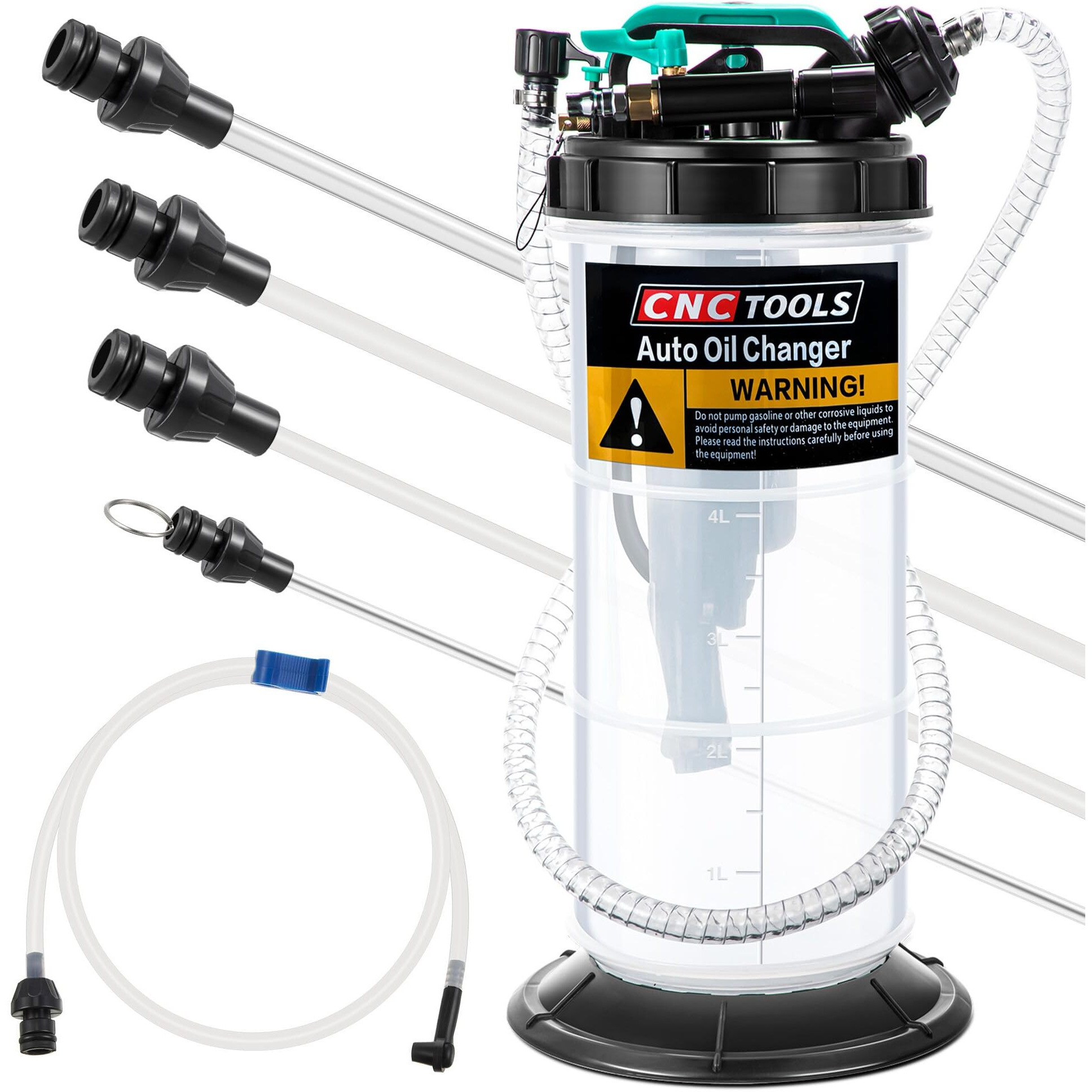 1.4 Gallon/5.3 L Manual Pneumatic Fluid Extractor, Automotive Oil Extractor Pump Oil Vacuum Changer With 5 Pcs Brake Bleeding Hose For Car, Suvs, Truck, Yachts
