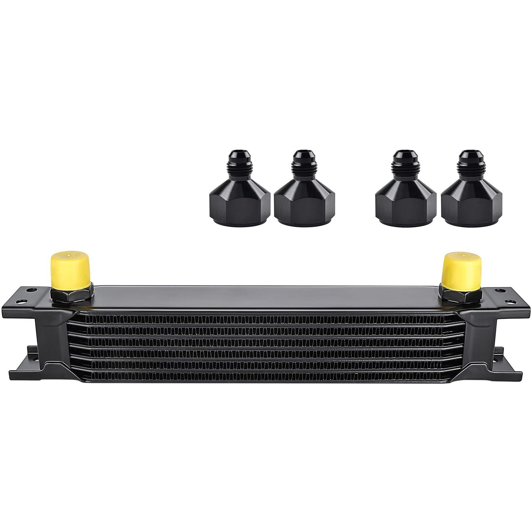 Evil Energy 7 Row Oil Cooler, 10An Stacked Plate Transmission Engine Cooler Universal British Radiator Aluminium Black