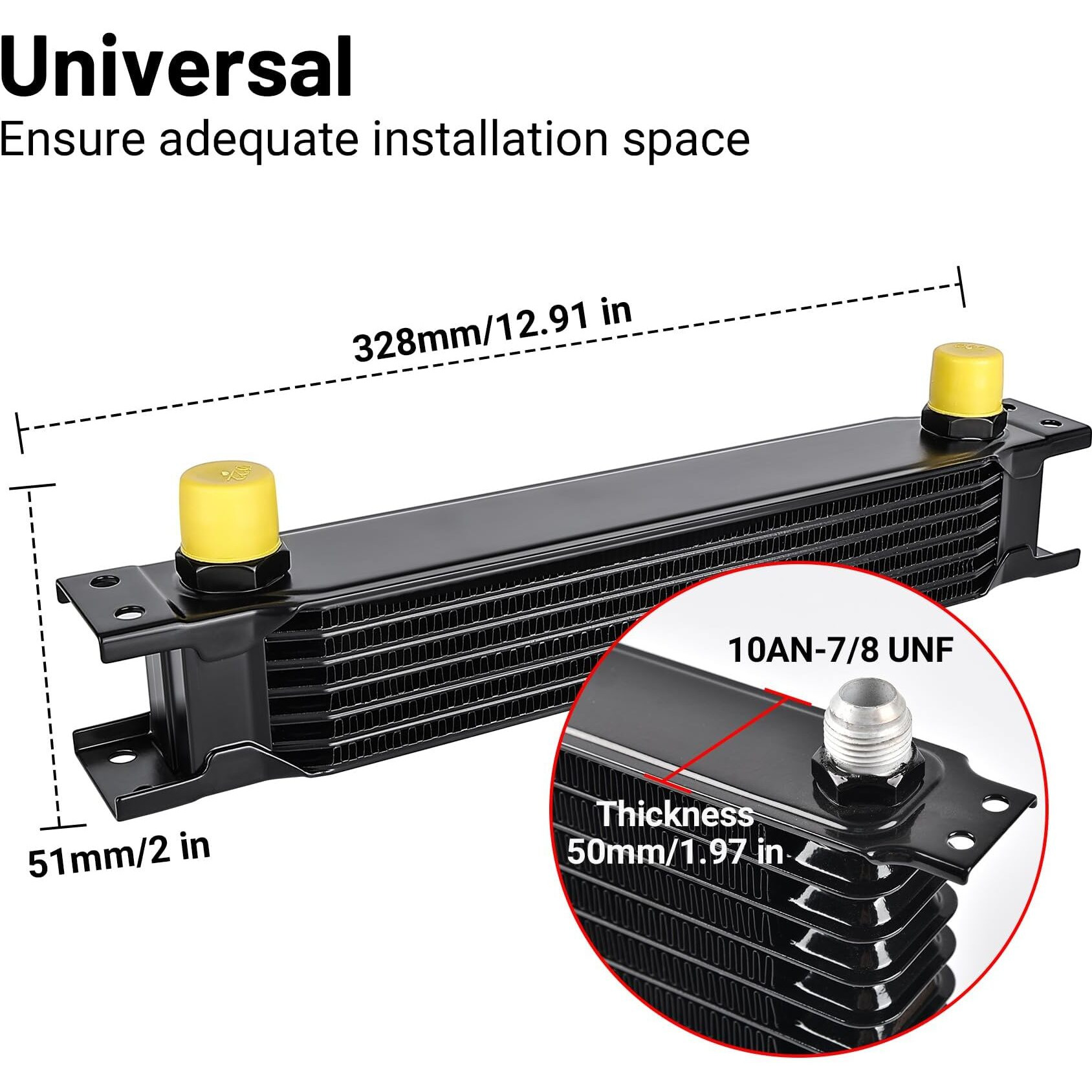Evil Energy 7 Row Oil Cooler, 10An Stacked Plate Transmission Engine Cooler Universal British Radiator Aluminium Black