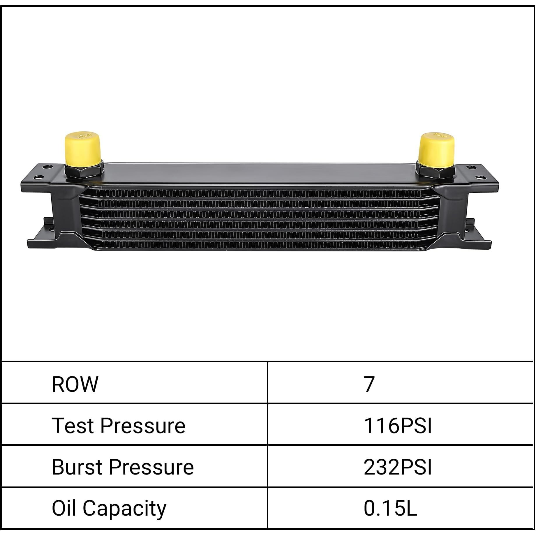 Evil Energy 7 Row Oil Cooler, 10An Stacked Plate Transmission Engine Cooler Universal British Radiator Aluminium Black
