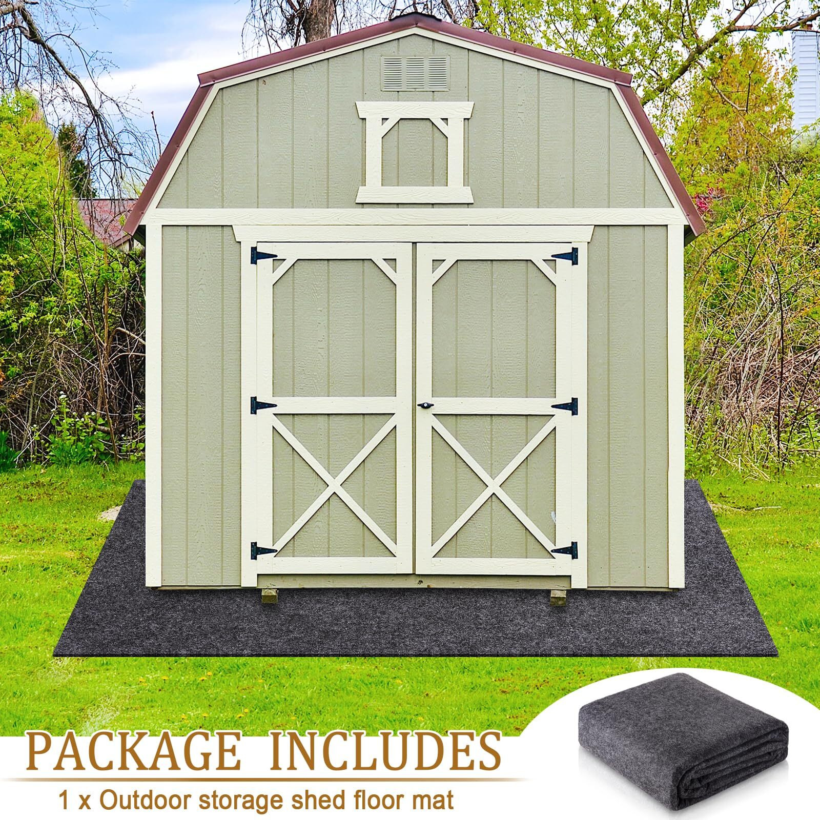 2Mm Thickened Outdoor Storage Shed Floor Mat Waterproof, 6 X 4 Ft Washable Garden Shed Flooring Pad, Soft Furniture Patio Floor Covering Carport Dust Proofing Oil Mat-Tool Shed Not Include