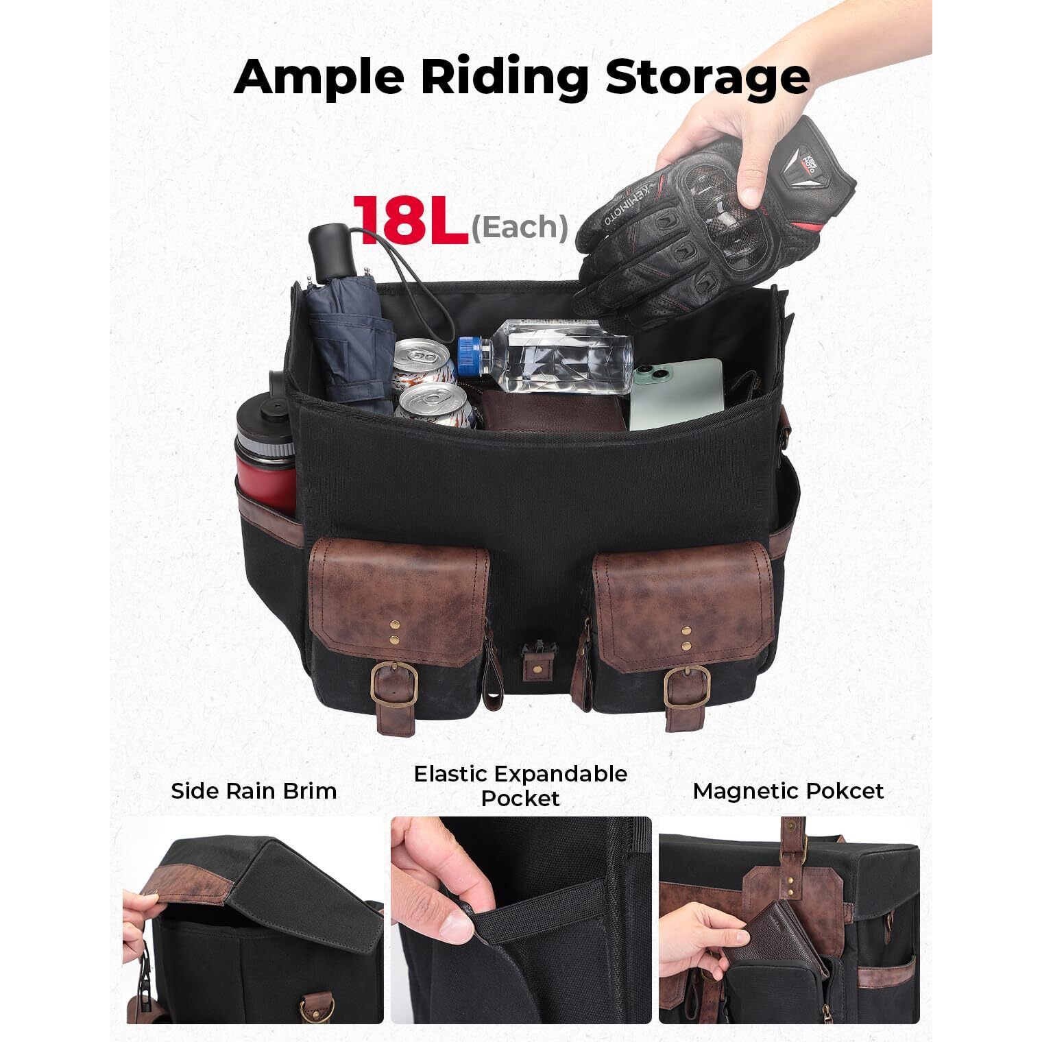 Kemimoto Motorcycle Saddle Bags 36L Vintage Oil Waxed Canvas Detachable Throw Over Saddlebags With Rain Cover Panniers Luggage Bagscompatible With Softail Sportster Cruiser Dyna Shadow Vulcan Rebel