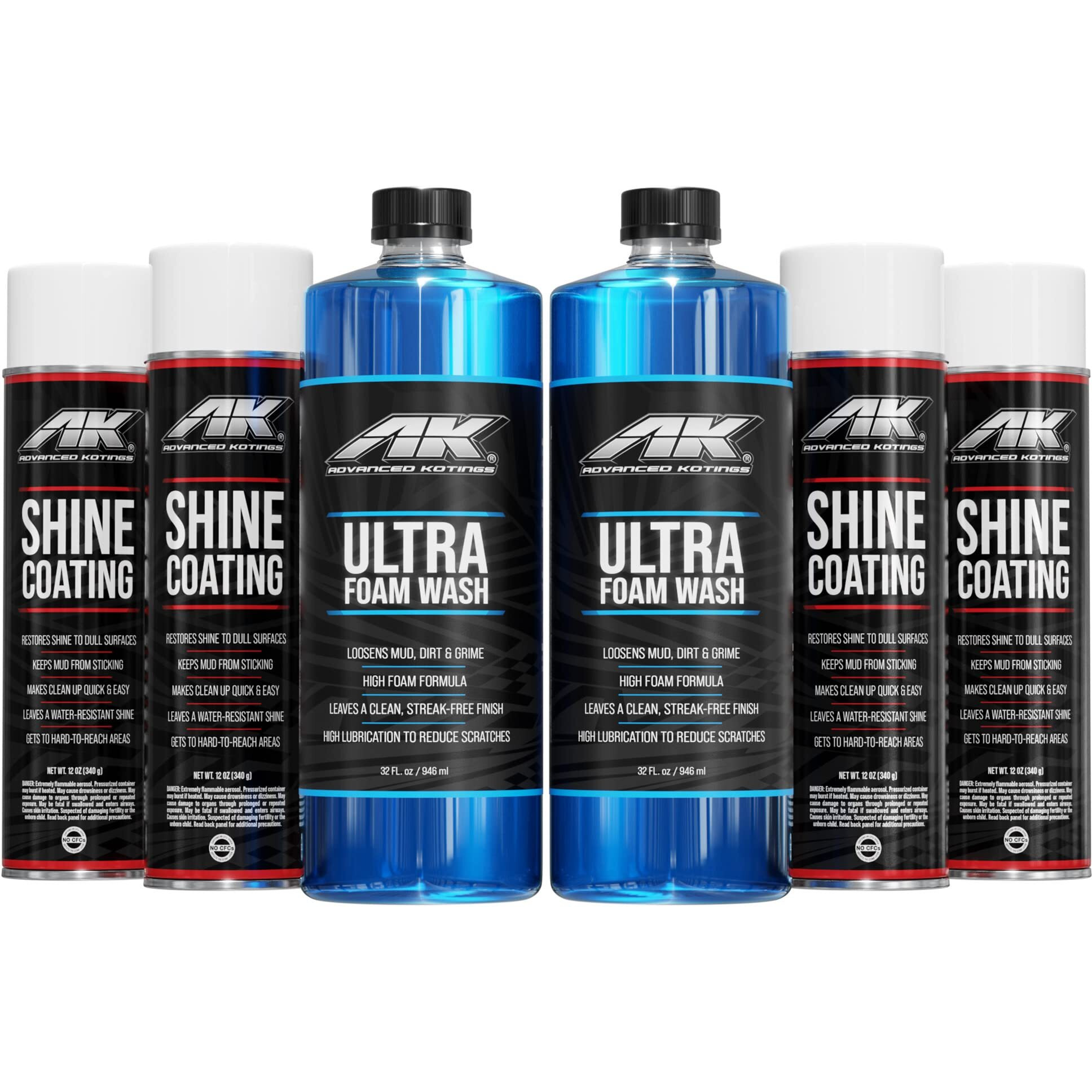 Advanced Kotings Shine Coating & High Foaming Car Wash Bundle | Removes Dirt, Oil, Grime, Shines Surfaces, And Makes Off-Road Clean-Up Easier For Atvs, Utvs, Vehicles And More - 6 Pack Kit