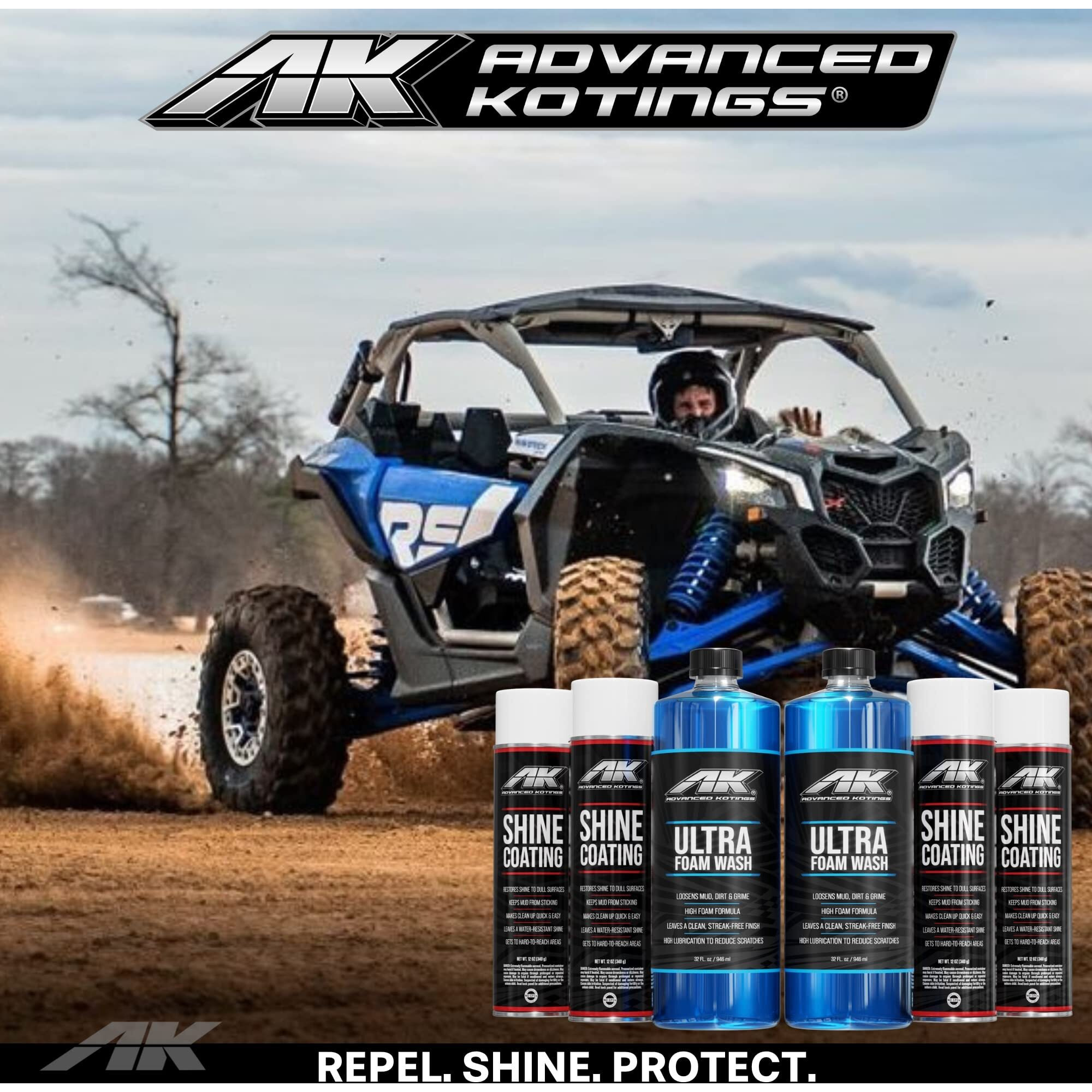 Advanced Kotings Shine Coating & High Foaming Car Wash Bundle | Removes Dirt, Oil, Grime, Shines Surfaces, And Makes Off-Road Clean-Up Easier For Atvs, Utvs, Vehicles And More - 6 Pack Kit