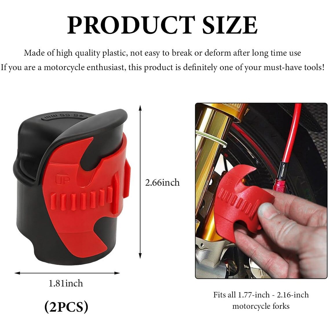 Shmzk 2 Pcs Motorcycle Fork Seal Cleaner Tool, 45-55Mm Motorcycle Shock Absorber Fork Seal Mate Tool, Front Fork Seal Oil Cleaning Tool For Dirt Bike, Motorcycle Accessories (Red)