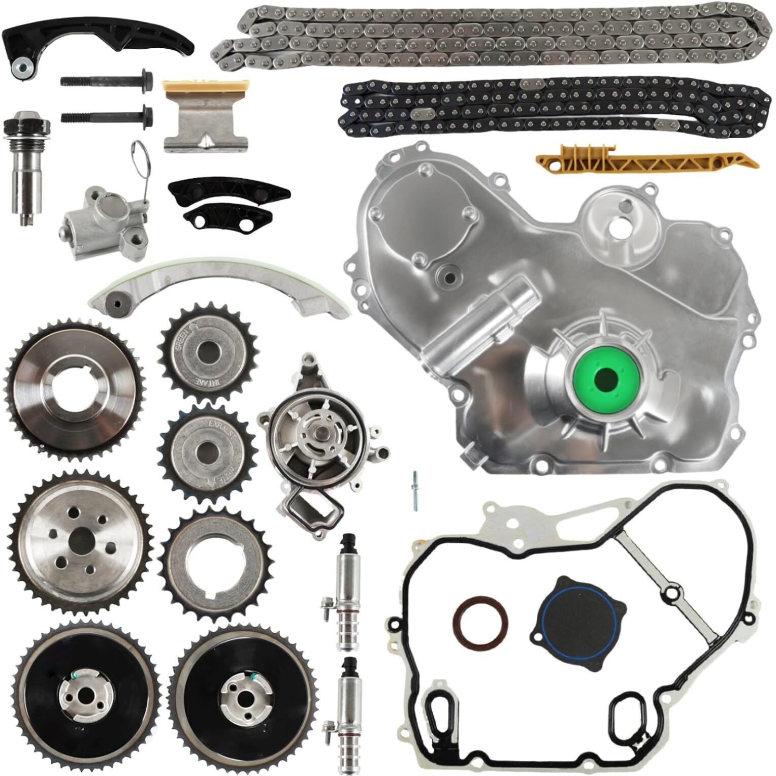Engine Timing Chain Kit Fit For Cobalt Hhr Equinox 01-17 2.4L For Cobalt Hhr 09-11 2.2L Cobalt Lacrosse Regal Verano 11-17 2.4L For Terrain 11-17 Car Part Sets With Water Oil Pump Vvt Camshaft Gears