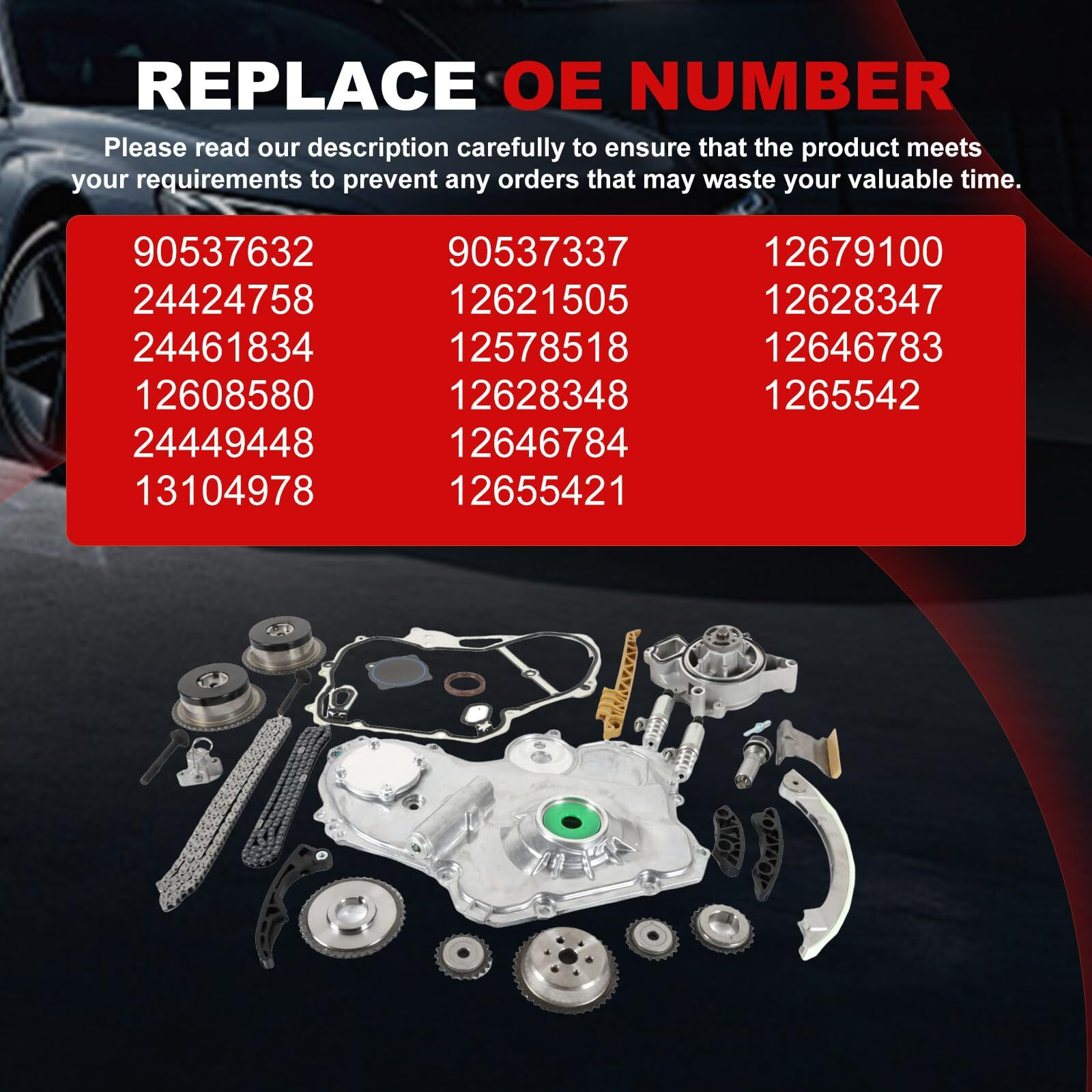Engine Timing Chain Kit Fit For Cobalt Hhr Equinox 01-17 2.4L For Cobalt Hhr 09-11 2.2L Cobalt Lacrosse Regal Verano 11-17 2.4L For Terrain 11-17 Car Part Sets With Water Oil Pump Vvt Camshaft Gears