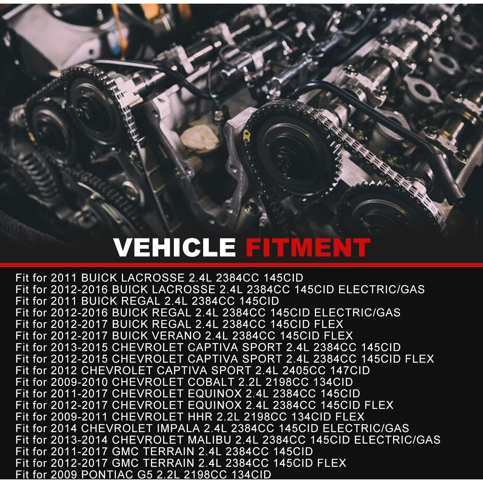 Engine Timing Chain Kit Fit For Cobalt Hhr Equinox 01-17 2.4L For Cobalt Hhr 09-11 2.2L Cobalt Lacrosse Regal Verano 11-17 2.4L For Terrain 11-17 Car Part Sets With Water Oil Pump Vvt Camshaft Gears