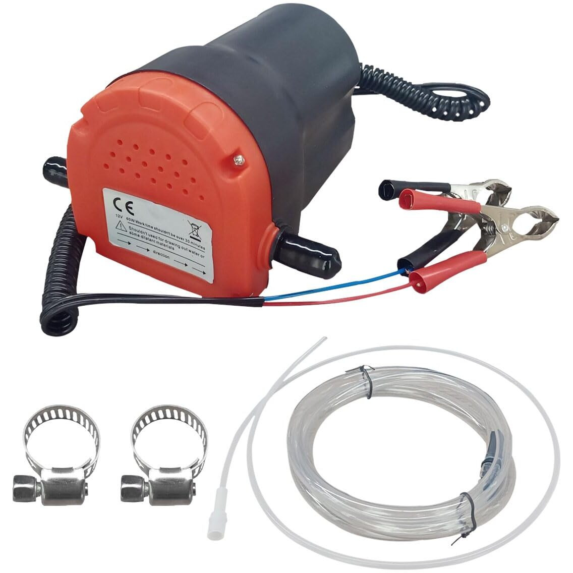 Oil Change Pump Extractor, 12V 60W Fluid Transfer Pump, Oil/Diesel Pump Extractor With Hose, Scavenge Suction Transfer Pump Changer For Car, Truck, Boat, Motorcycle, Rv, Atv (Red)