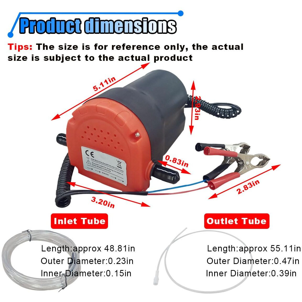 Oil Change Pump Extractor, 12V 60W Fluid Transfer Pump, Oil/Diesel Pump Extractor With Hose, Scavenge Suction Transfer Pump Changer For Car, Truck, Boat, Motorcycle, Rv, Atv (Red)