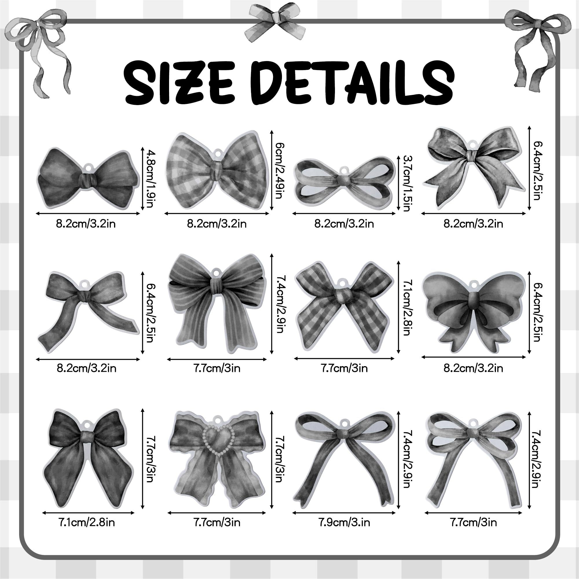 A1Diee 12Pcs Black White Coquette Bow Car Air Freshener Hanging Aesthetic Diffuser Ornaments Refresh Air Fragrant Pendant Car Interior With Essential Oils Gift Long-Lasting For Home Accessories Decor