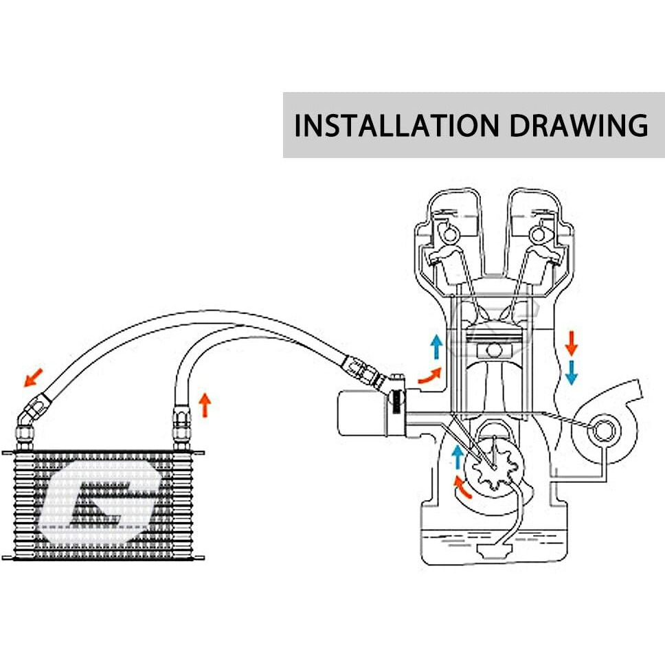 G-Plus 19 Row An10-10An Aluminum Black Engine Transmisson Oil Cooler Kit & Oil Cooler Kit English-Style B