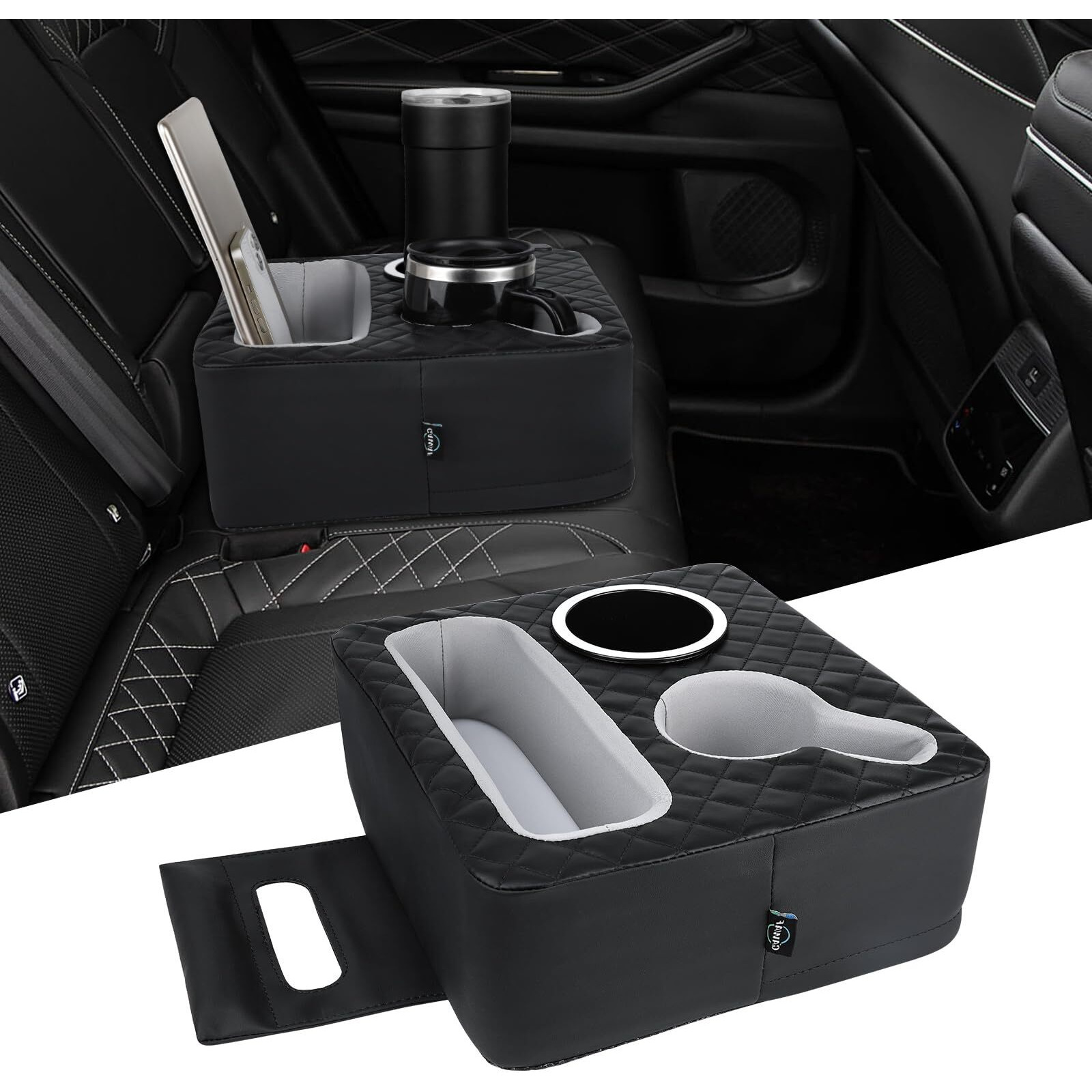 Gawaf Car Cup Holder, Back Seat Car Organizer, Truck Bed Organizer, Couch Cup Holder Expander For Sofa Bed, Boat Tray, Organizer Holds Drinks, Snacks, Cell, Phone For Boat Sofa Truck