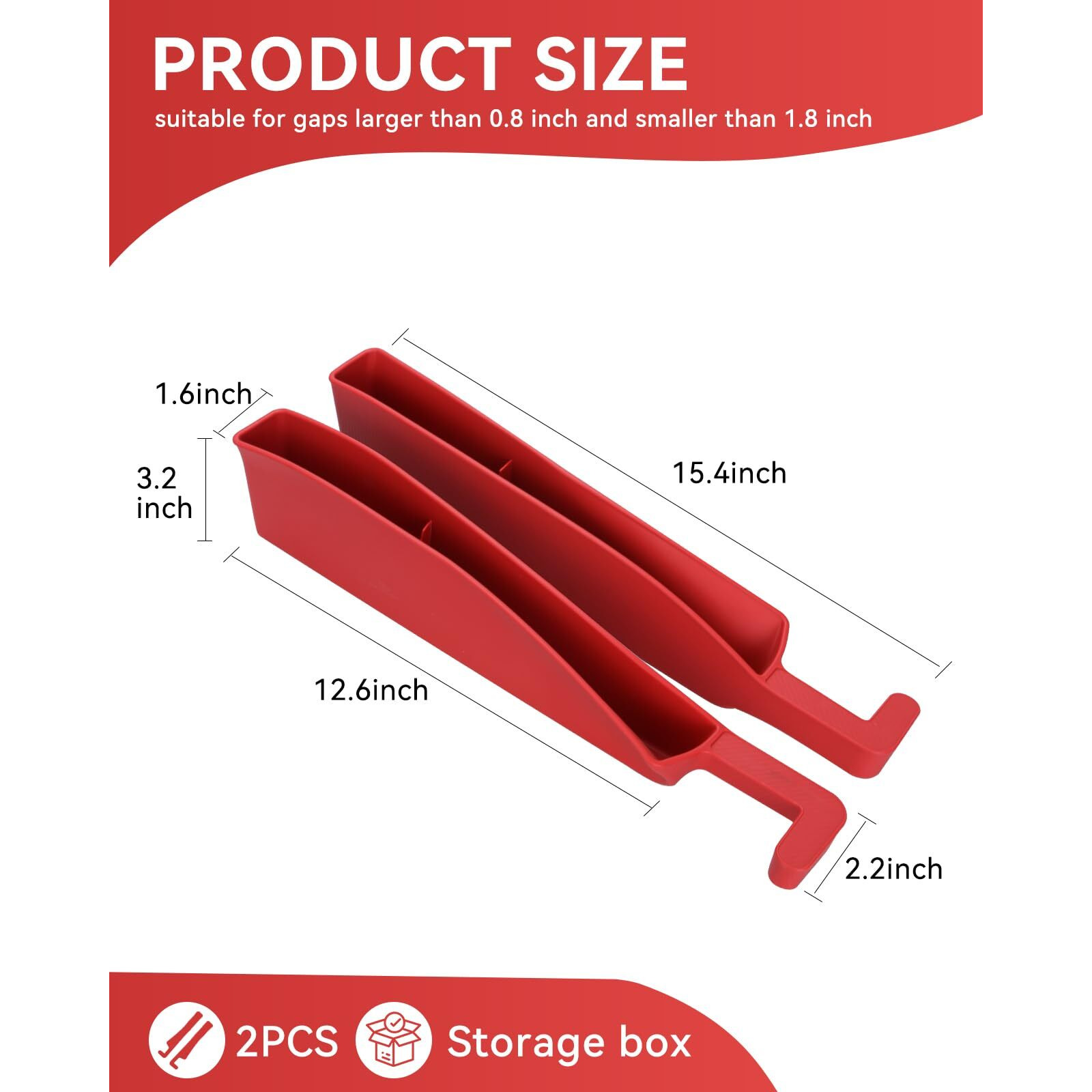 Edotim Car Seat Gap Filler, Seat Gap Organizer With Phone Holder, Car Seat Accessories, Car Organizer Fit Suv Truck-2Pcs Red