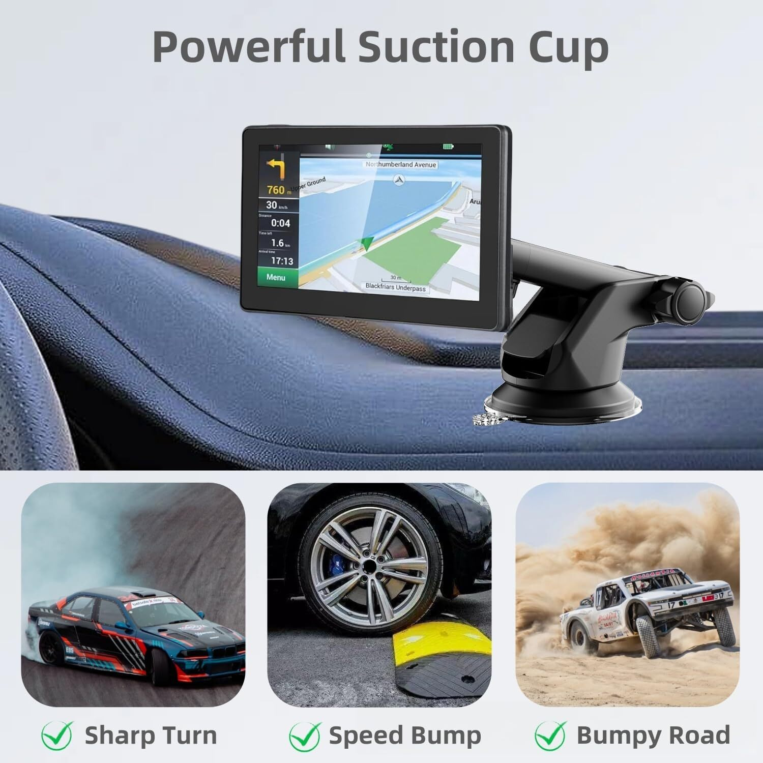 Epronic Suction Cup Mount For Garmin Gps Mount, Universal 17Mm Ball Joint Flexible Mounting Disk For Car Phone Holder Windshield Dashboard Monitor Bracket