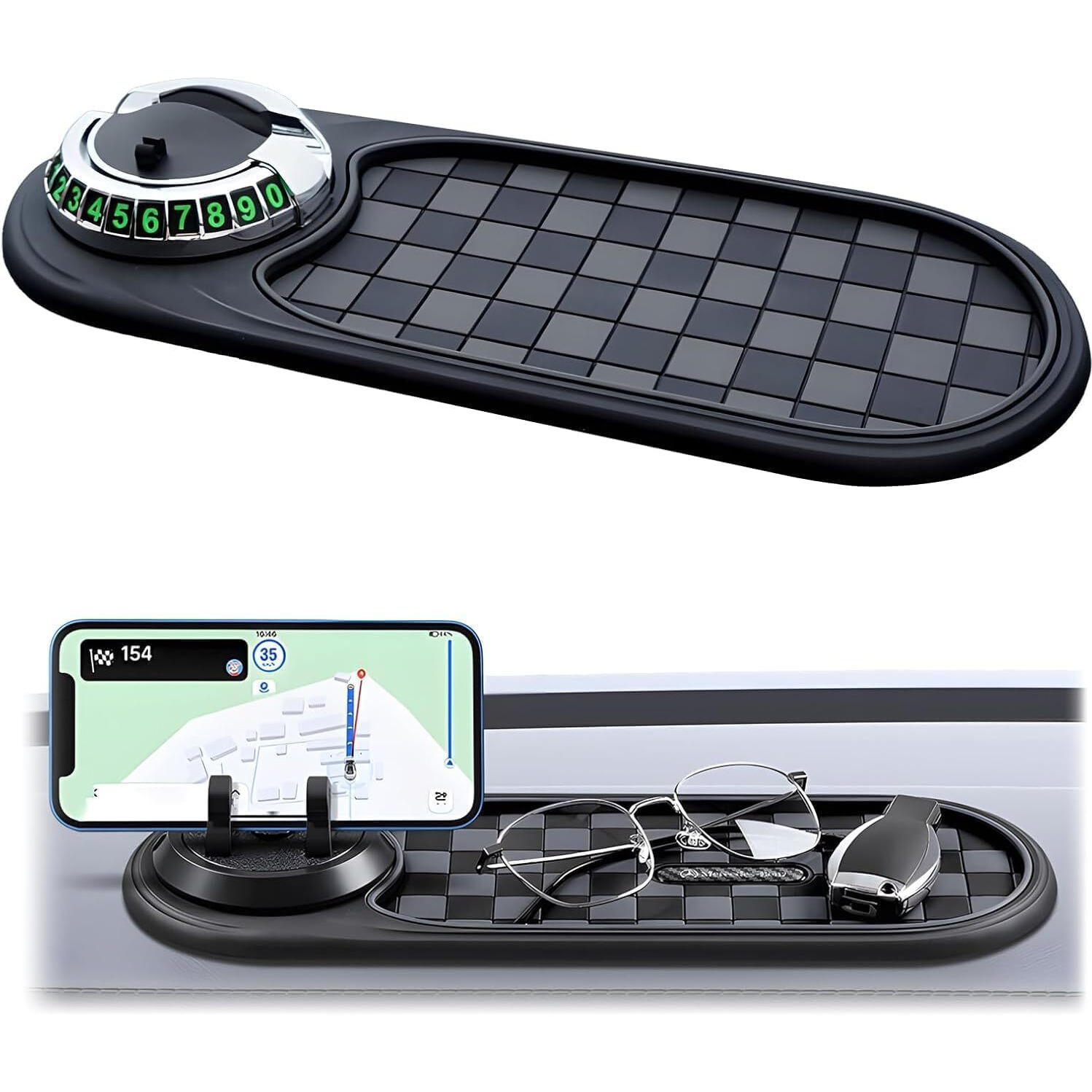 Multifunction Car Anti-Slip Mat Dashboard Tray Decorations Sticky Pad,Multifunction Car Anti-Slip Mat Auto Universal Phone Holder For Phones Sunglasses Keys Gadgets (B.)