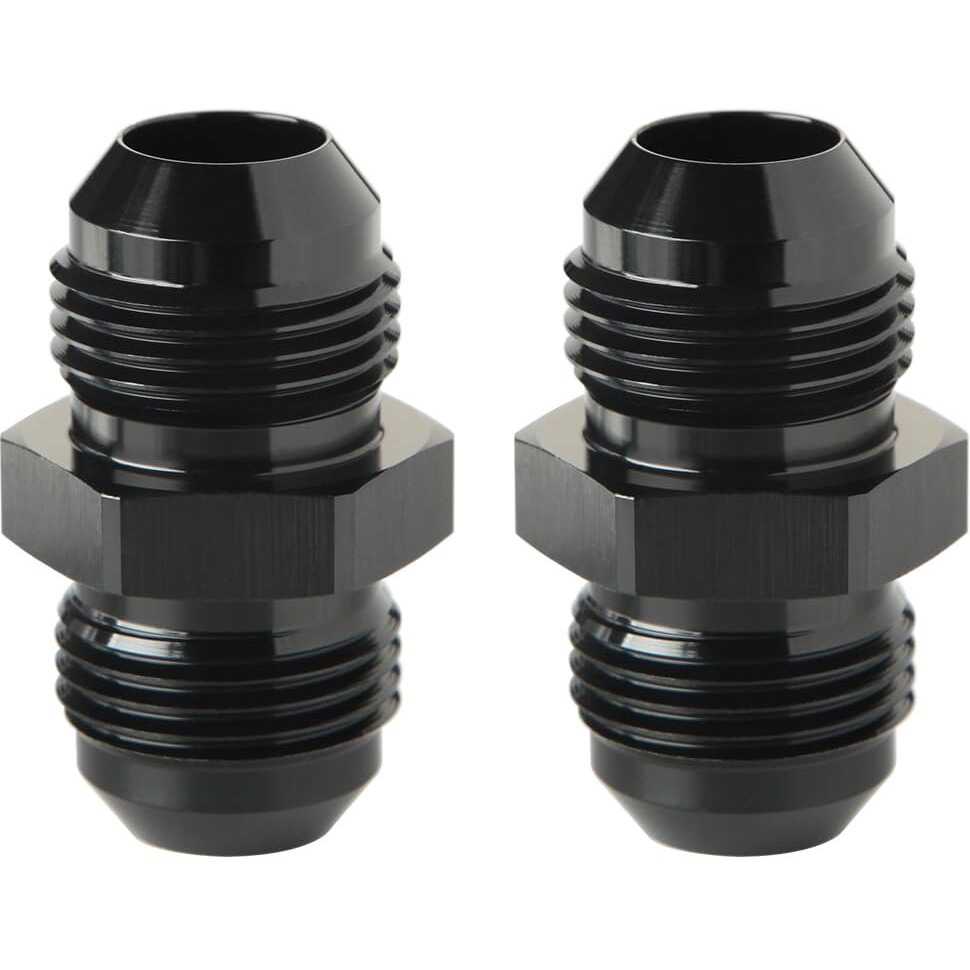 Podavelle 16An Male To 16An Male Flare Union Coupler Adapter Fitting Fuel Oil Connector Straight Aluminum Black, Pack Of 2
