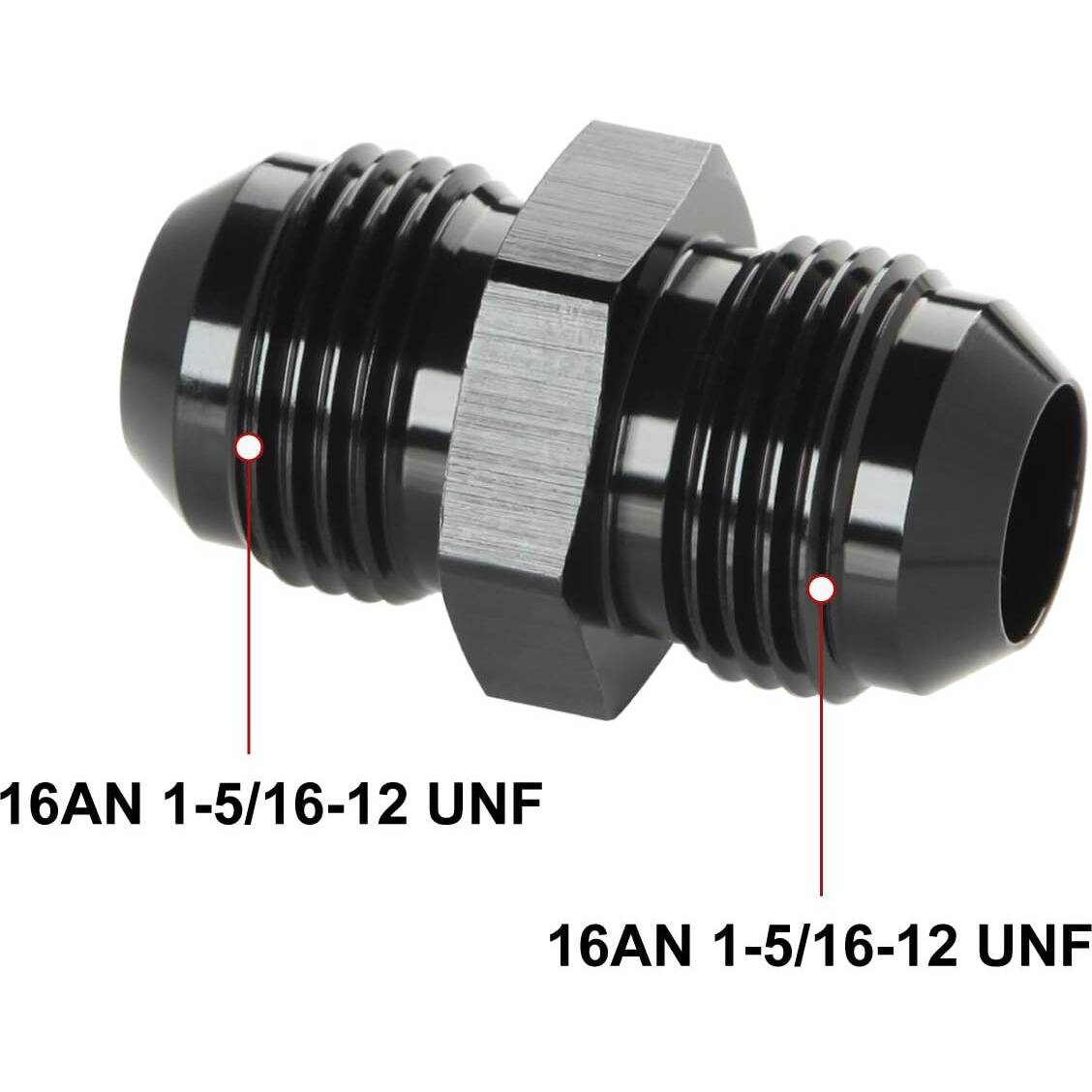 Podavelle 16An Male To 16An Male Flare Union Coupler Adapter Fitting Fuel Oil Connector Straight Aluminum Black, Pack Of 2