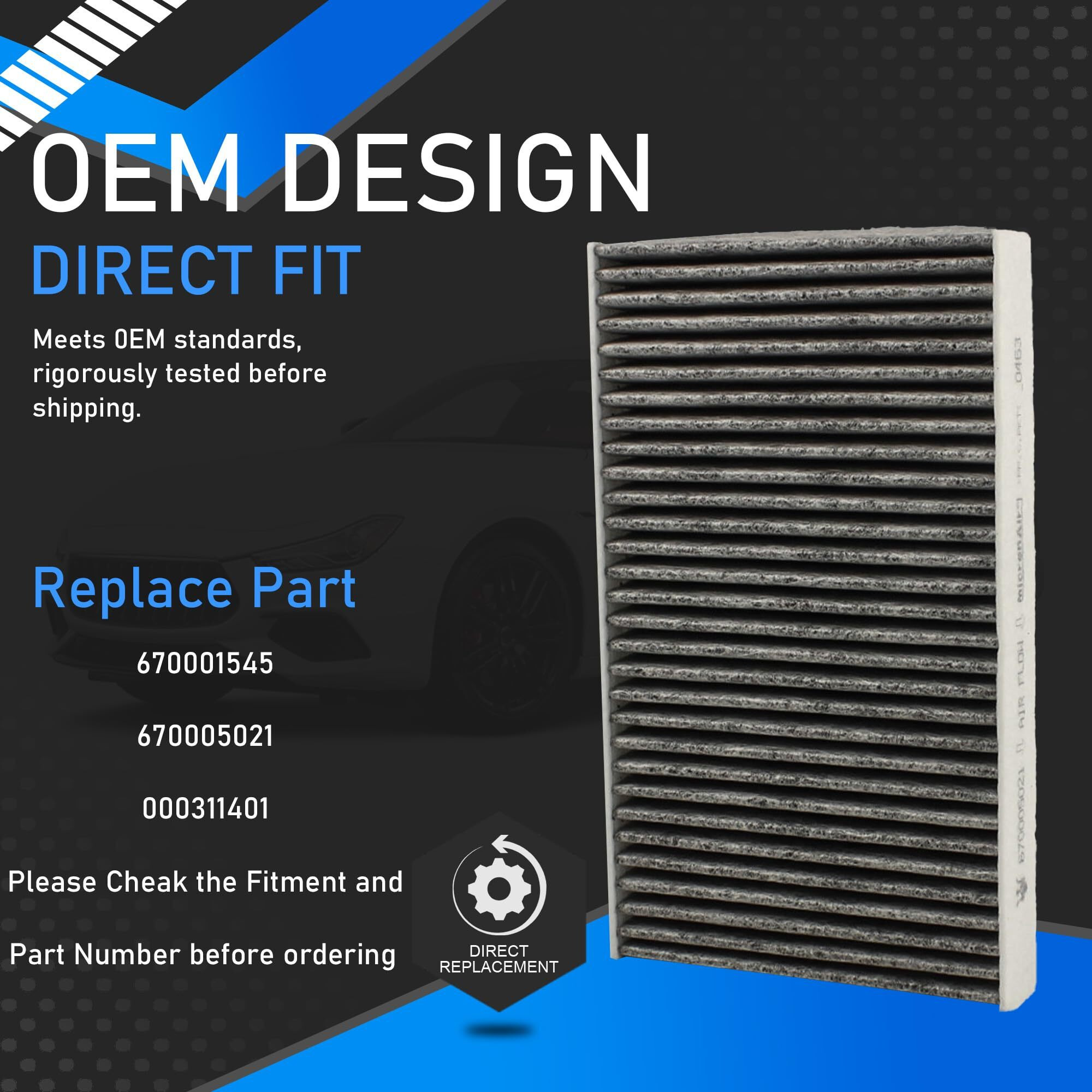 Yzusgomumu 4Pcs Engine Air Filter + Oil Filter + Cabin Air Filte Compatible With 2014-2022 Maserati Ghibli Levante Quattroporte All Engine Replaces 670001545 670005021 000311401