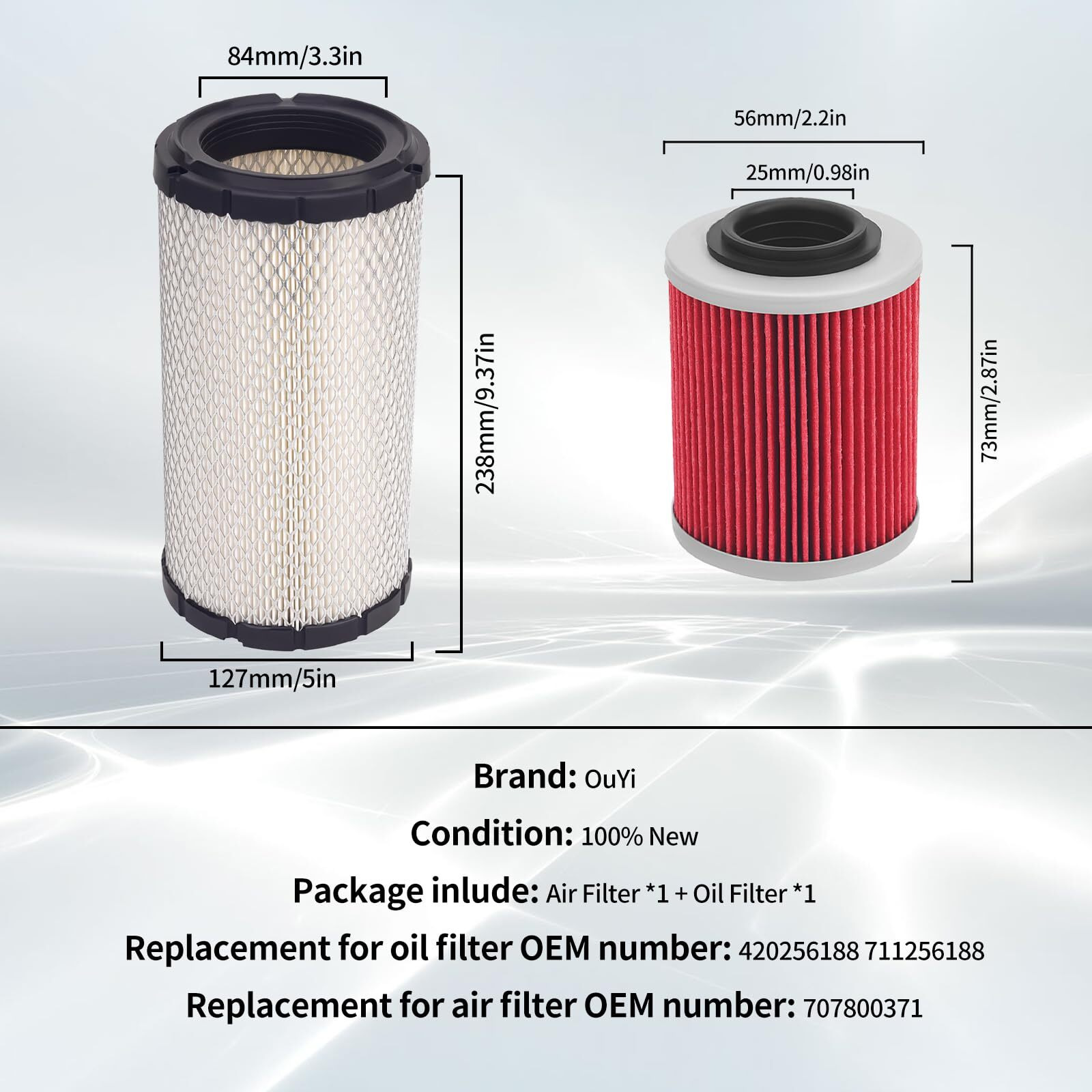 Motorcycle Air Filter 715900394 & Oil Filter 420256188 Replacement For Can-Am Defender Hd5 Max Hd8 Pro Hd10 2016-2021 Maverick Sport 1000 Trail 800 1000 R 2018-2021