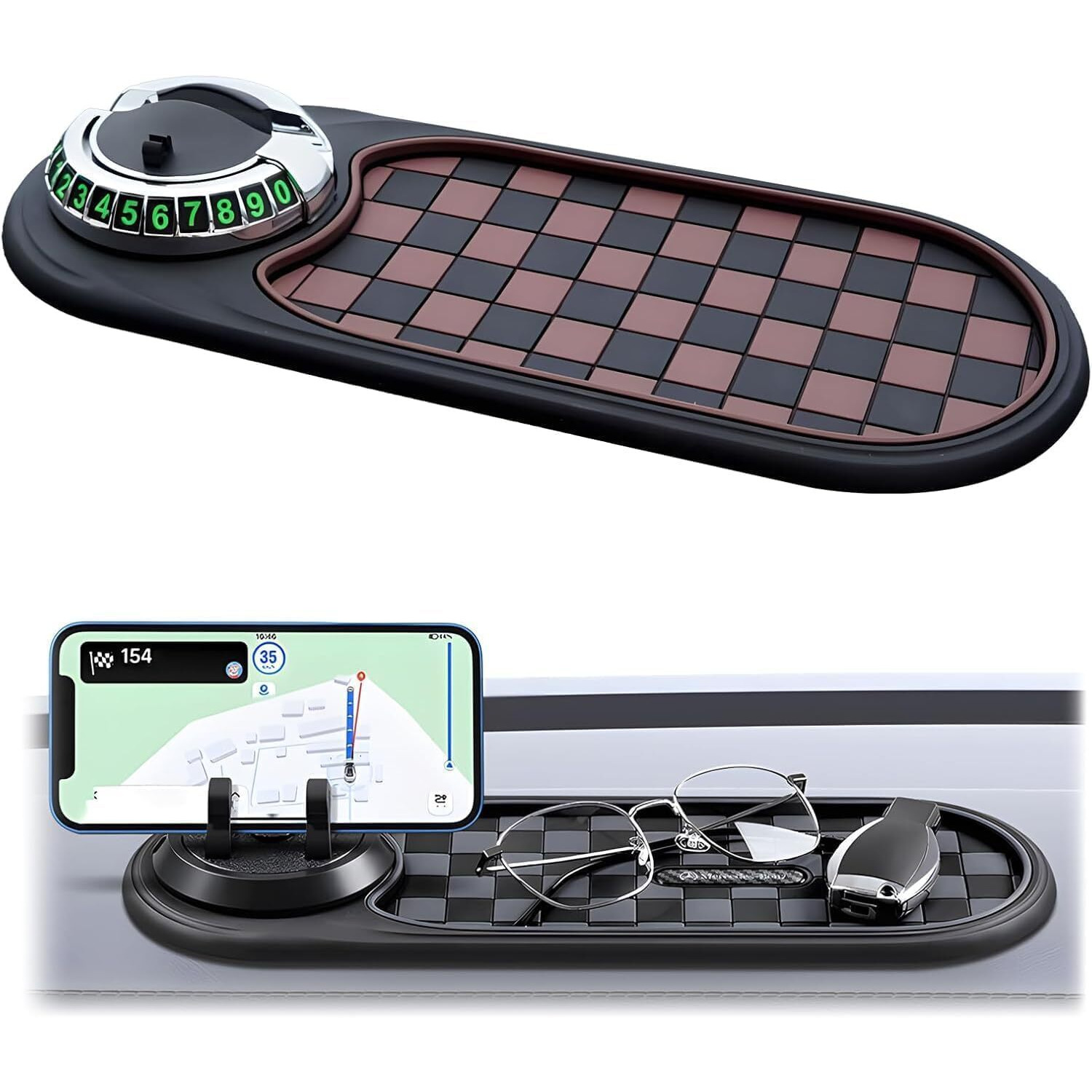 Multifunction Car Anti-Slip Mat Dashboard Tray Decorations Sticky Pad,Multifunction Car Anti-Slip Mat Auto Universal Phone Holder For Phones Sunglasses Keys Gadgets (D.)