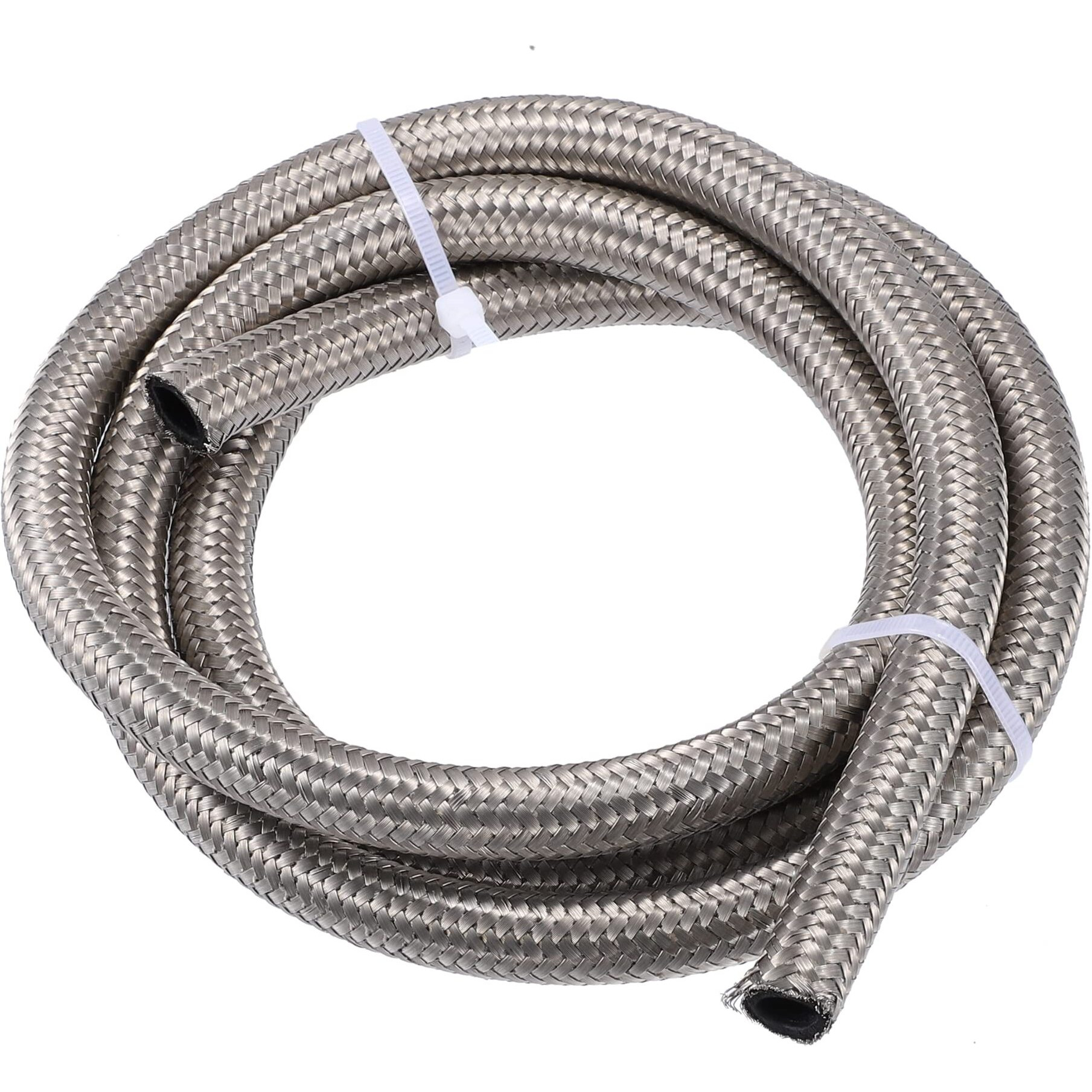 X Autohaux 5Ft 6An Fuel Hose An6 Universal Car Braided Stainless Steel Cpe Oil Fuel Gas Line Hose Silver Tone