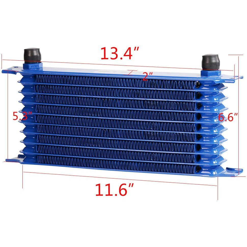 G-Plus Universal 10 Row 10An Engine Transmition Oil Cooler Kit & Oil Filter Relocation Kit Aluminum