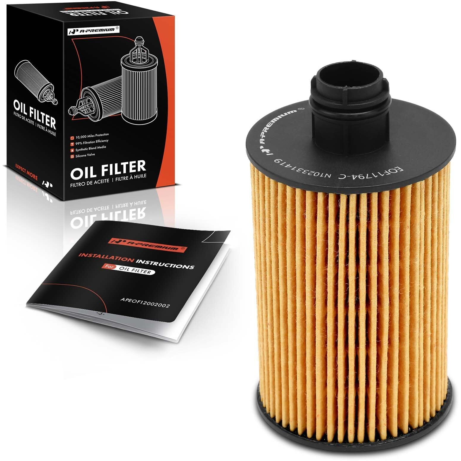 A-Premium 10K Miles Protection Oil Filter Compatible With Ram 1500 2014-2018, 1500 Classic 2019 & Jeep Series Wk2 Grand Cherokee 2014-2020, 3.0L Diesel, Replace 68109834Aa, 68229402Aa, Ch11794