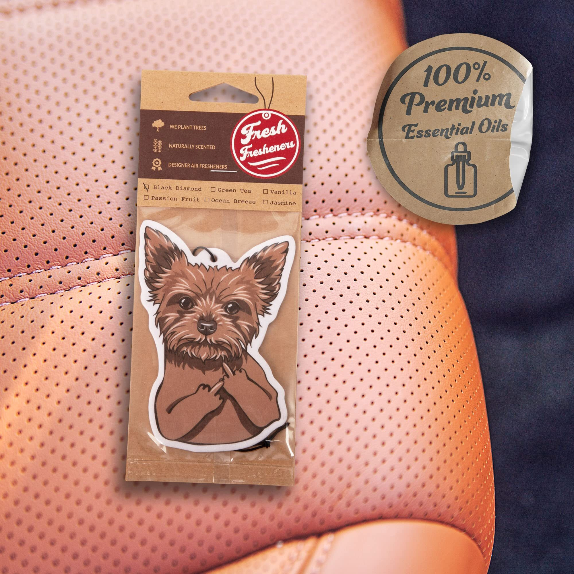 Dog Car Air Freshener Yorkie 3 Pack Scented With Essential Oils By Fresh Fresheners