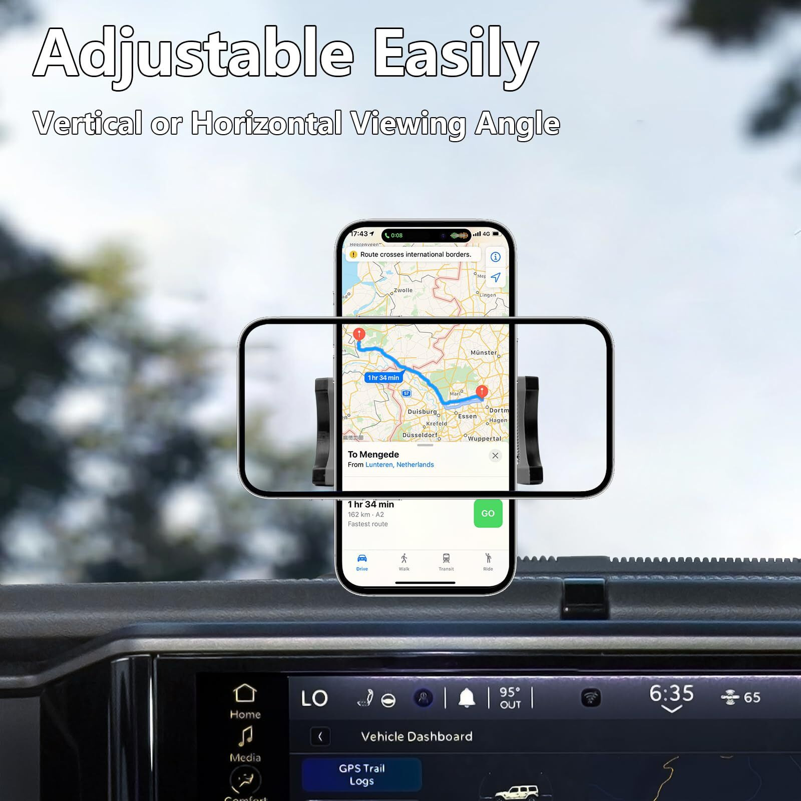 Zkjayoe For Jeep 2024 2025 Wrangler Jl Jlu Jt 4Xe Phone Mount - Dashboard Phone Holder For Jeep Wrangler Gladiator 2/4 Door Accessories, With The Strongest Holder (Not For 1945-2023 Jl Jt)