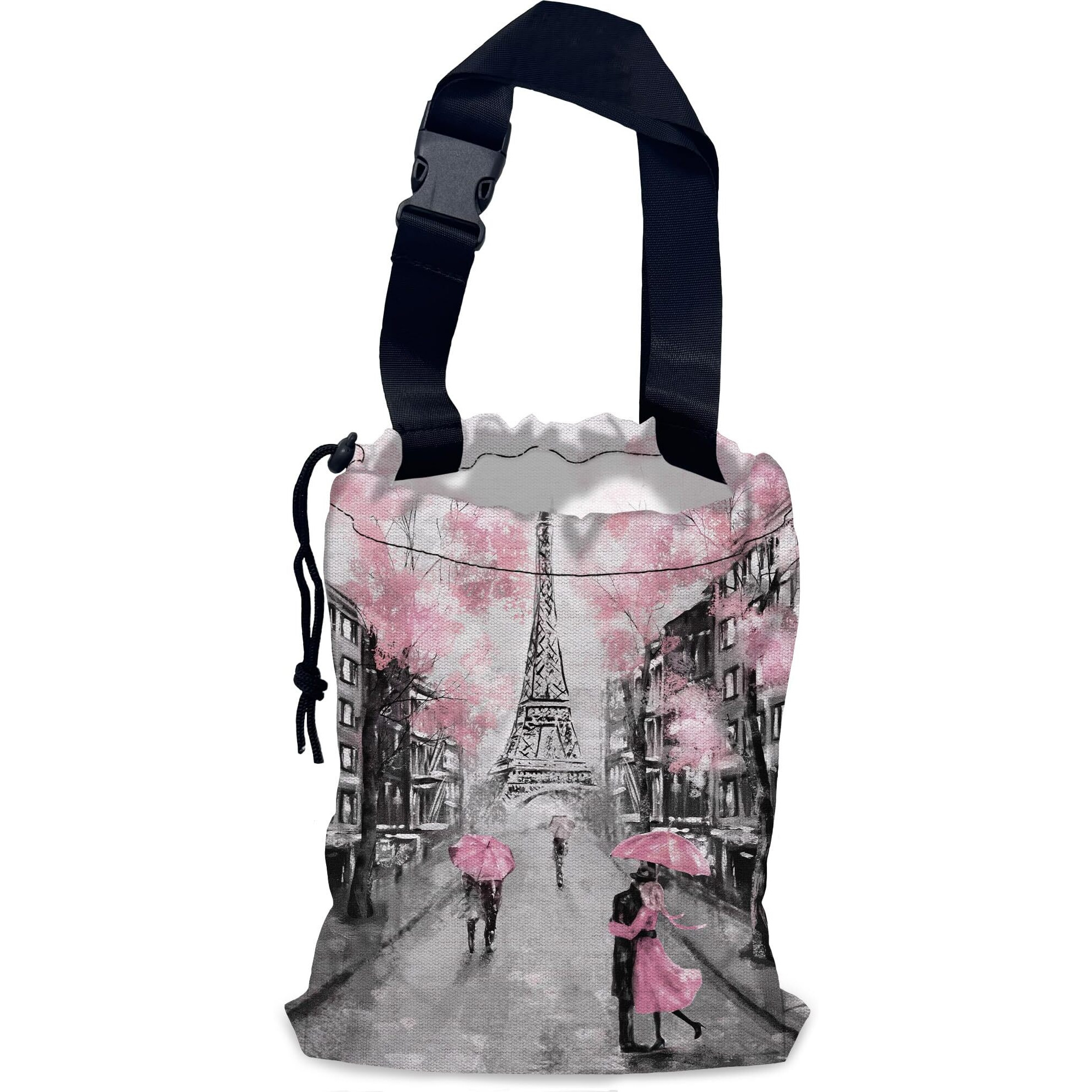 Nhnxhwia Eiffel Tower Car Trash Bag,Paris Oil Painting Hanging Drawstring Car Garbage Bag, Waterproof Canvas Car Back Seat Organizer With Adjustable Buckle, For Vehicles, Suvs, Camping, Road Trips