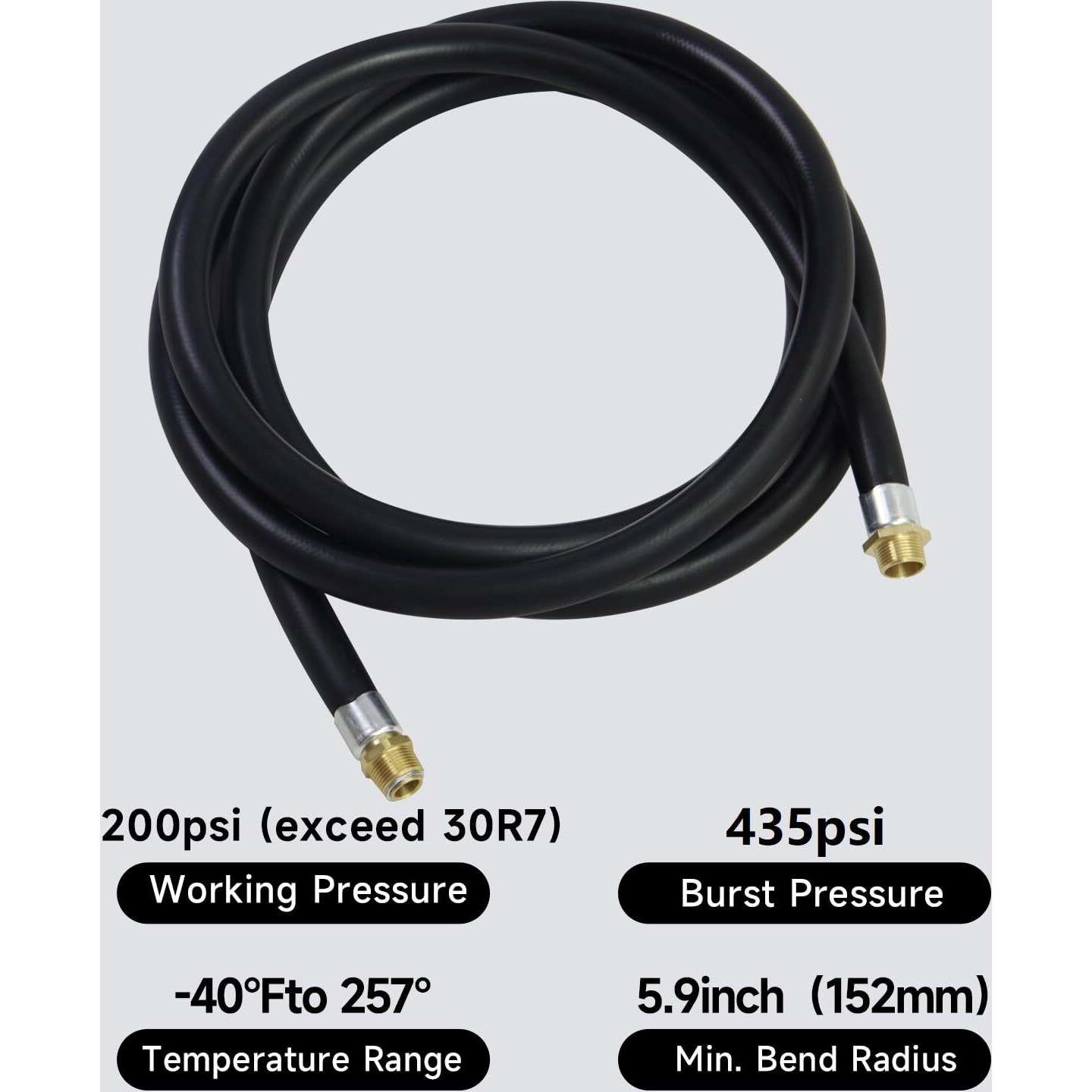 Pancycw 3/4"&quotX14Ft Fuel Transfer Hose,3/4 Inch Copper Npt Fittings Connector W/360-Degree Fuel Swivel Max Pressure 300 Psi 3/4 Inch Id Fuel Hose For Dispensing Diesel Gasoline Kerosene Biodiesel Oil