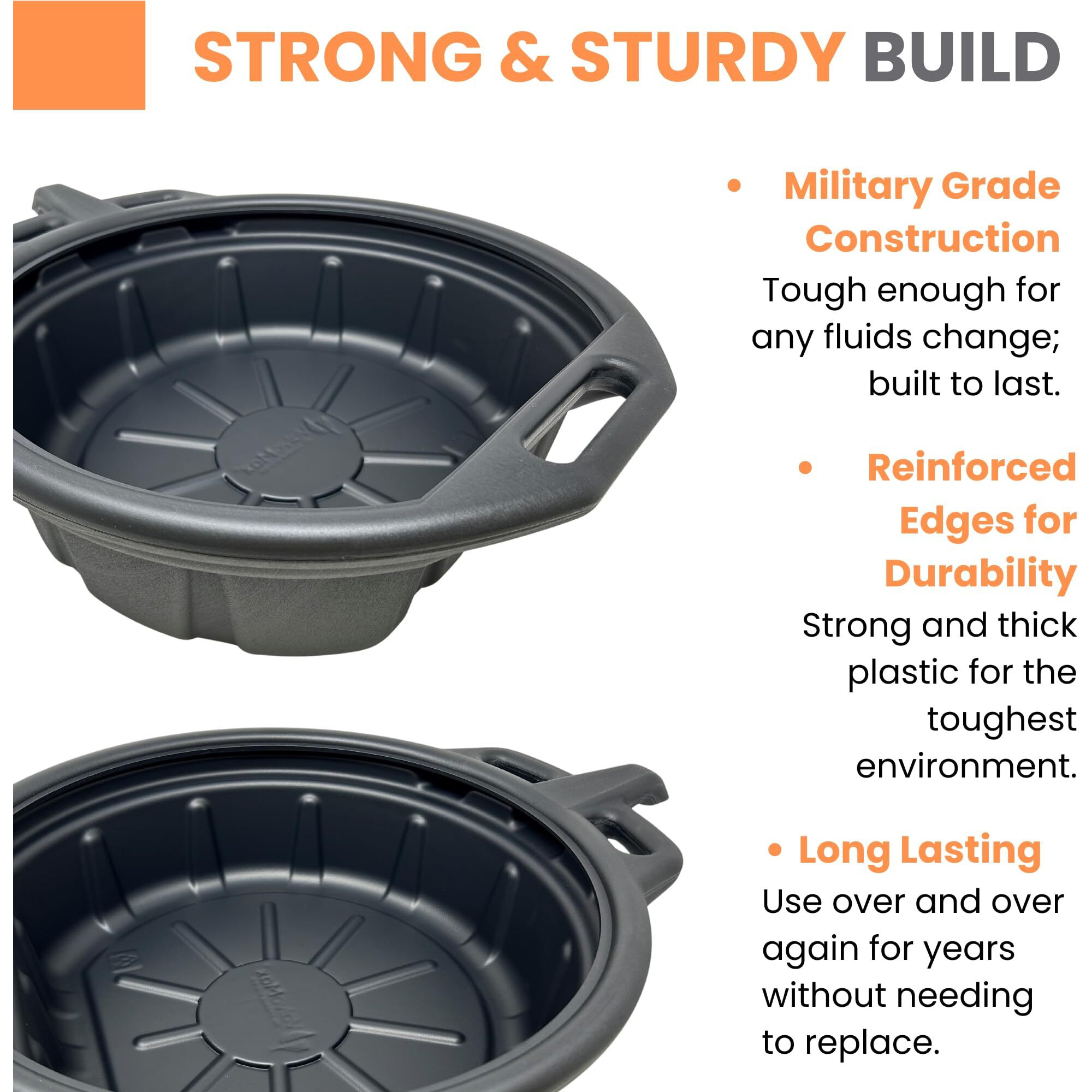 Valvomax 16L Oil Drain Pan For Changing Oil - Large 4 Gallon (17 Quarts) Capacity With Pour Spout & Anti-Splash Lip, Heavy Duty With Carrying Handles - Sturdy And Easy To Clean