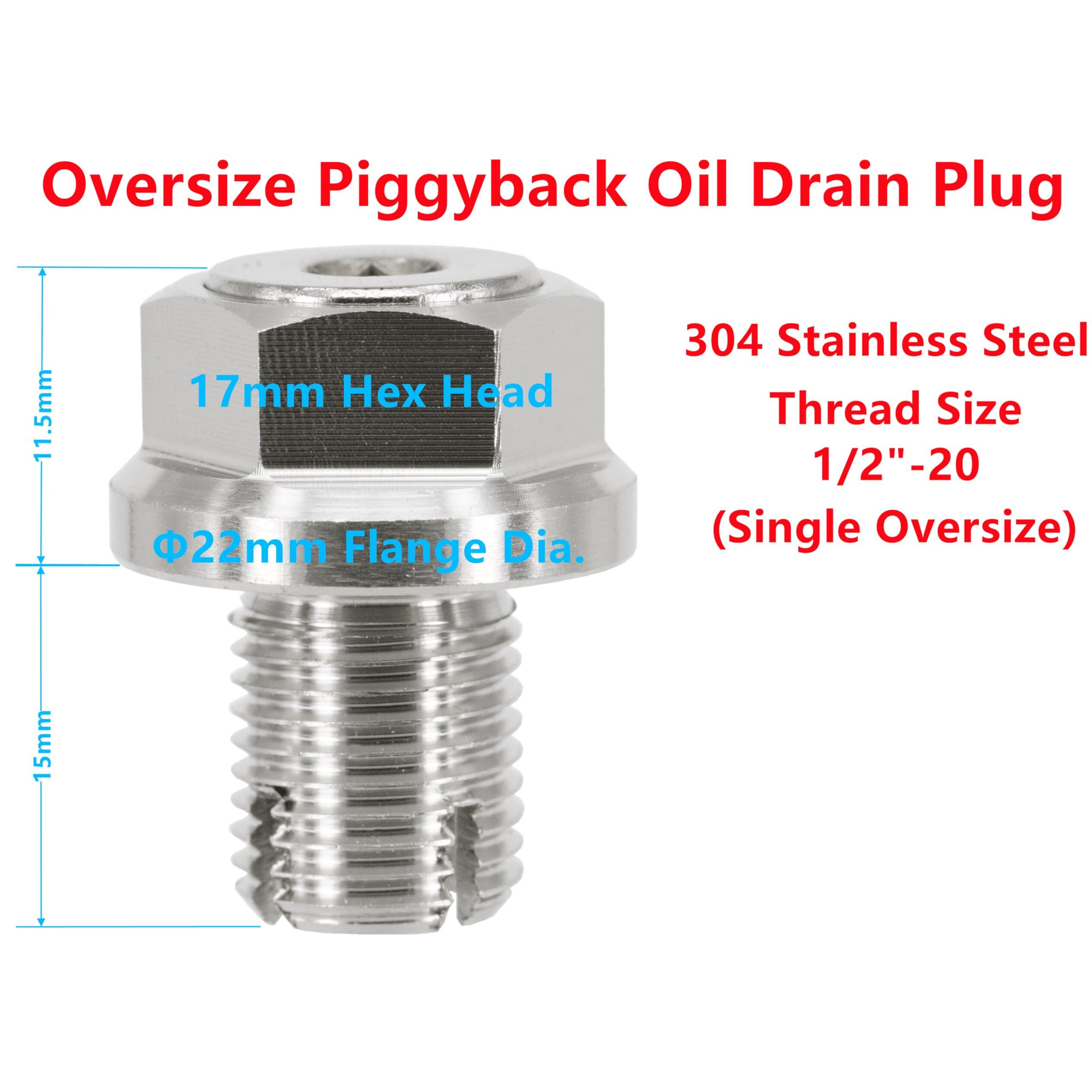 Dsnaduo 1/2""-20 Oversize Piggyback Oil Drain Plug, Stainless Steel Self Tapping Oil Pan Thread Repair Kit