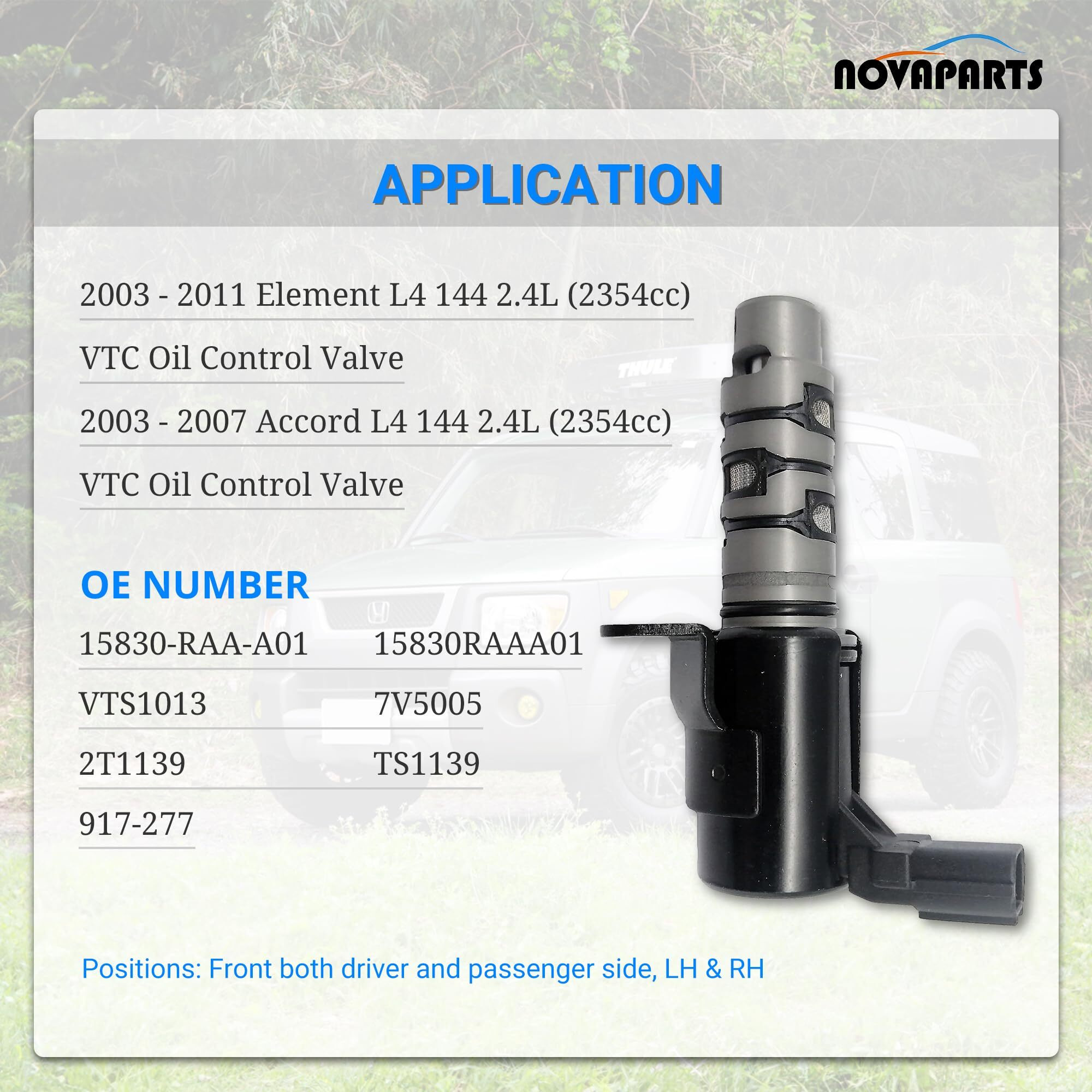 Novaparts Vtc Oil Control Valve Variable Timing Solenoid Actuator For 2003-2007 Honda Accord 2003-2011 Honda Element 2.4L 15830Raaa01 15830-Raa-A01 917-277