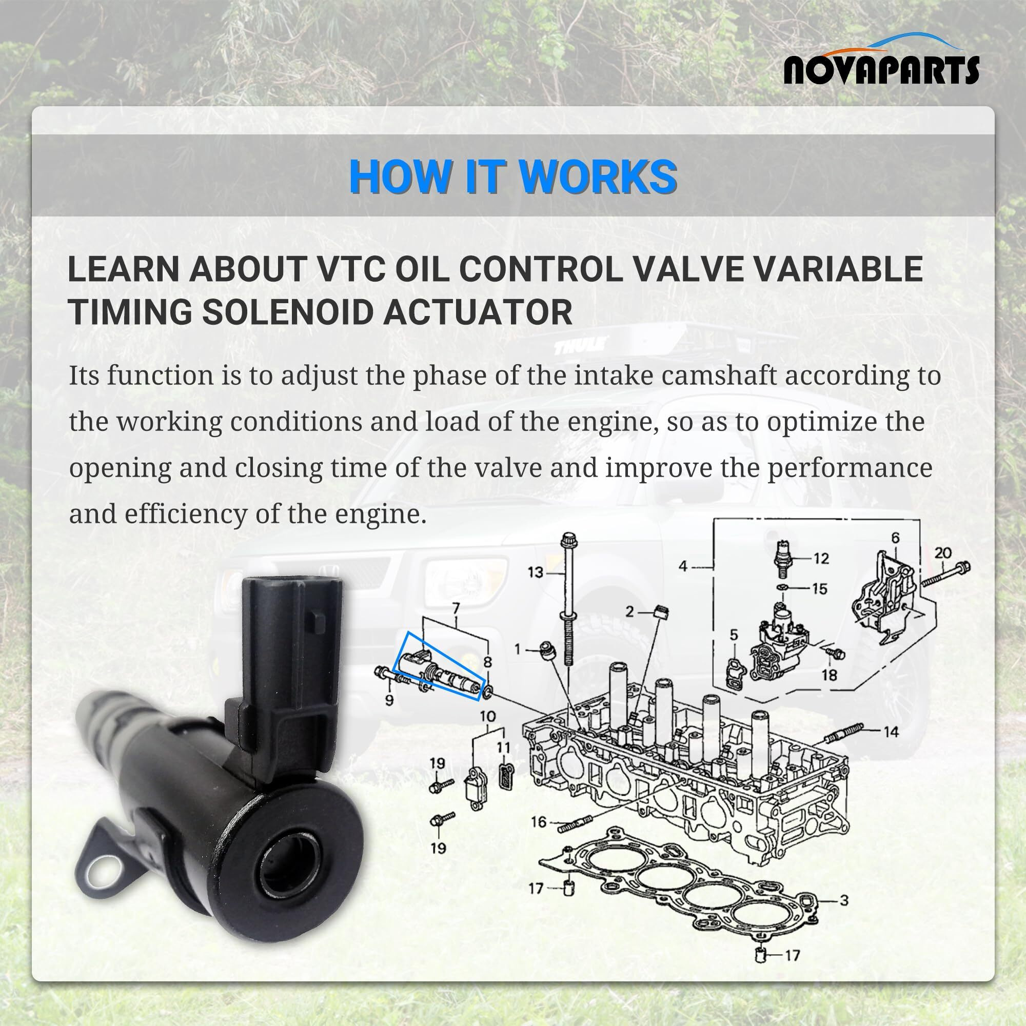 Novaparts Vtc Oil Control Valve Variable Timing Solenoid Actuator For 2003-2007 Honda Accord 2003-2011 Honda Element 2.4L 15830Raaa01 15830-Raa-A01 917-277