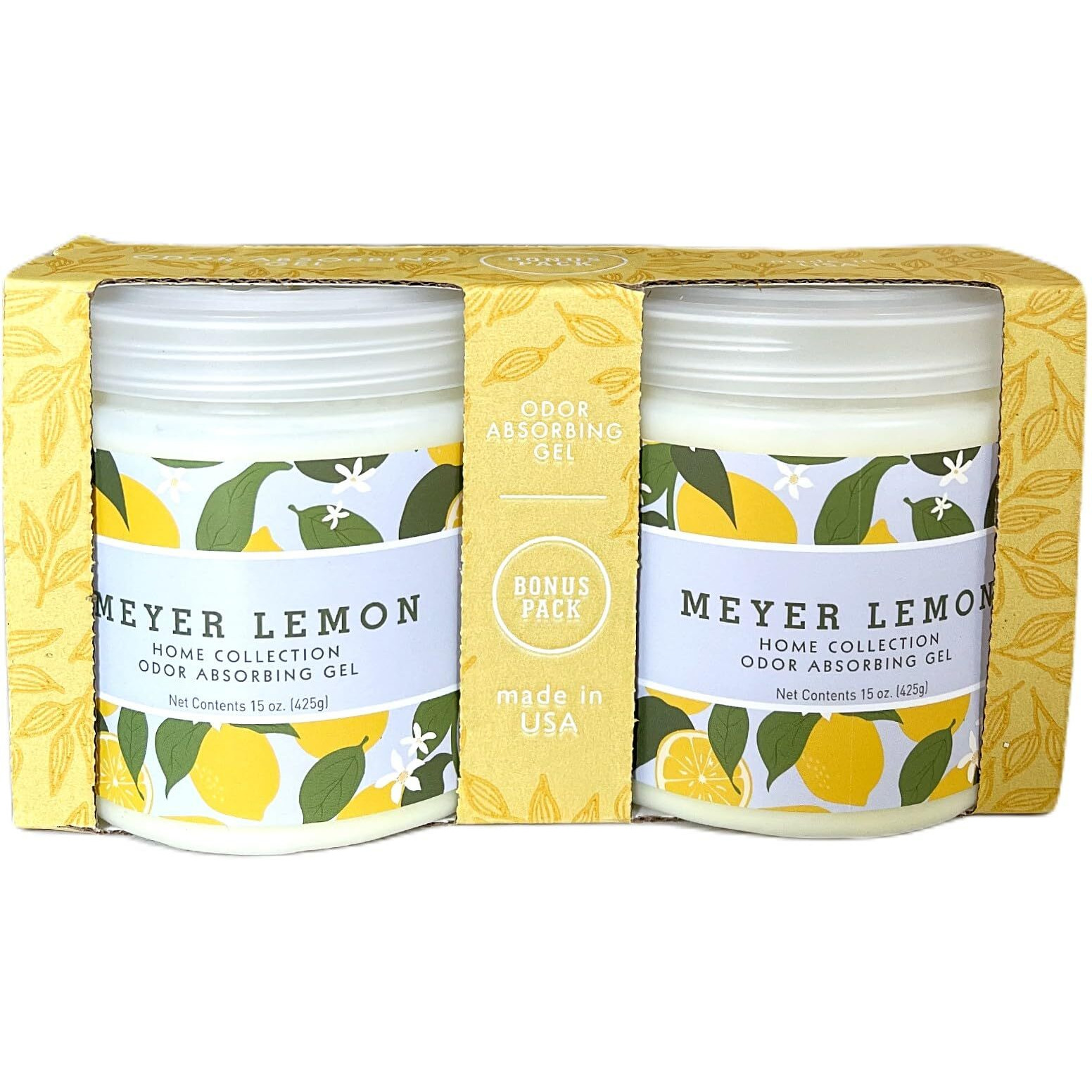 Home Fragrance Odor Absorbing Gel - Air Freshener Absorbs And Eliminates Odors In Bathrooms, Cars, Boats, Rvs - Made With Essential Oils - Meyer Lemon (Pack Of 2)