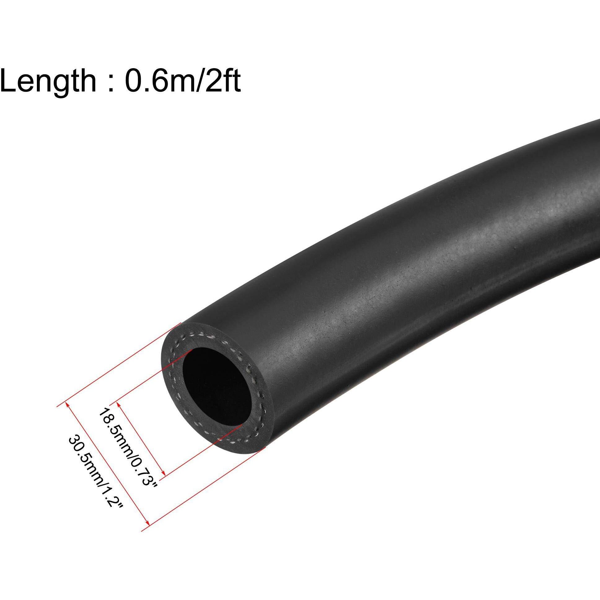 Uxcell 3/4 Inch Id Fuel Line Hose, 1 3/16 Inch Od 2Ft Black Oil Hose For Small Engines