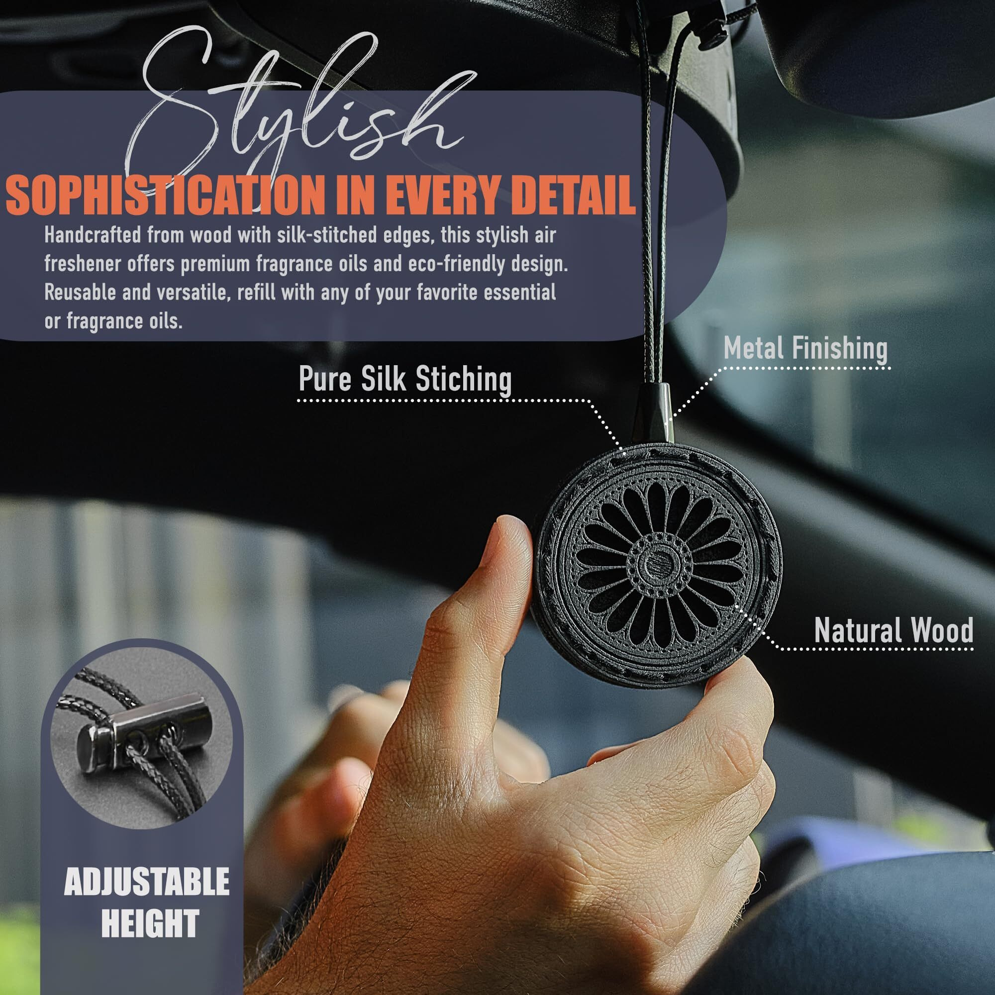 @Woodoo.Ukraine Wood Car Air Freshener - Handmade Air Freshener - Best Wheels Aromatherapy Fragrance Oil Diffuser In Wooden Gift Box - Ready To Gift Set With Coffee Beans Fragrance Oil - 10 Ml