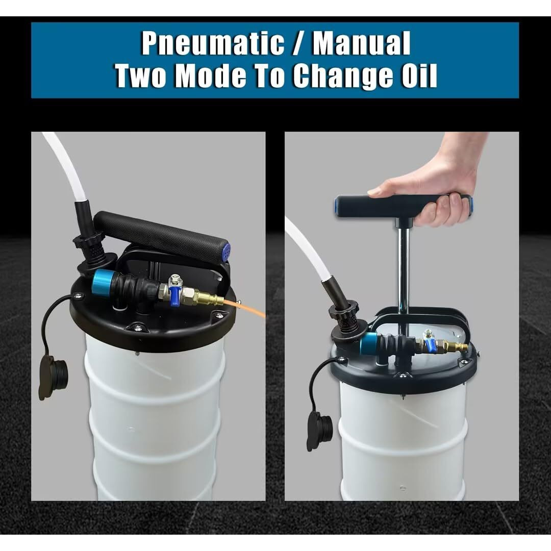 Lainkeen 6.5L Pneumatic/Manual Oil Fluid Extractor Pump Tools Kit,Oil Change Vacuum Pump Extractor For Automotive/Boats Oil Change Transfer With Pump Tank Remover & 4 Tubes And A Brake Bleeding Hose