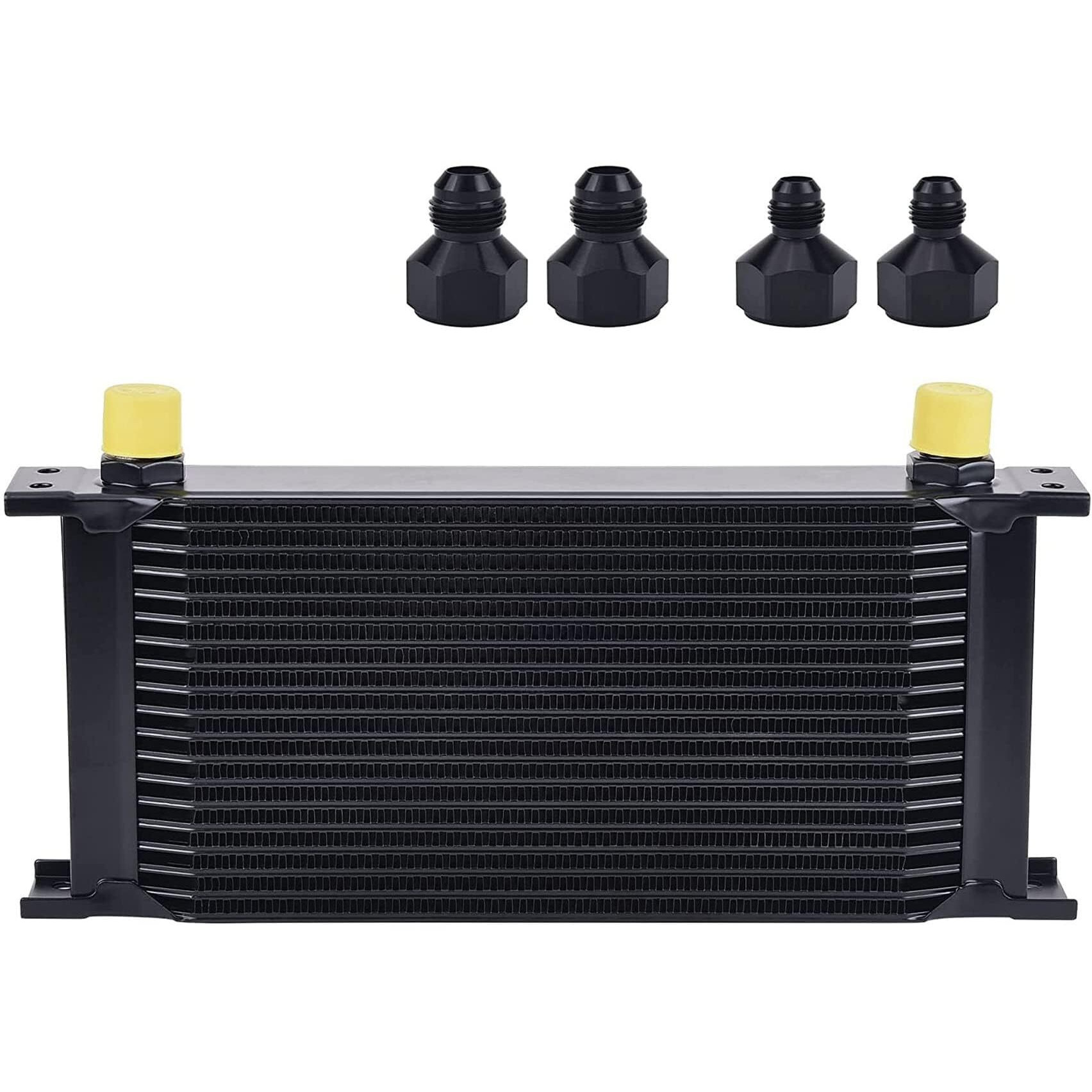 Evil Energy 19 Row Oil Cooler, 10An Stacked Plate Transmission Engine Cooler Universal British Radiator Aluminium Black