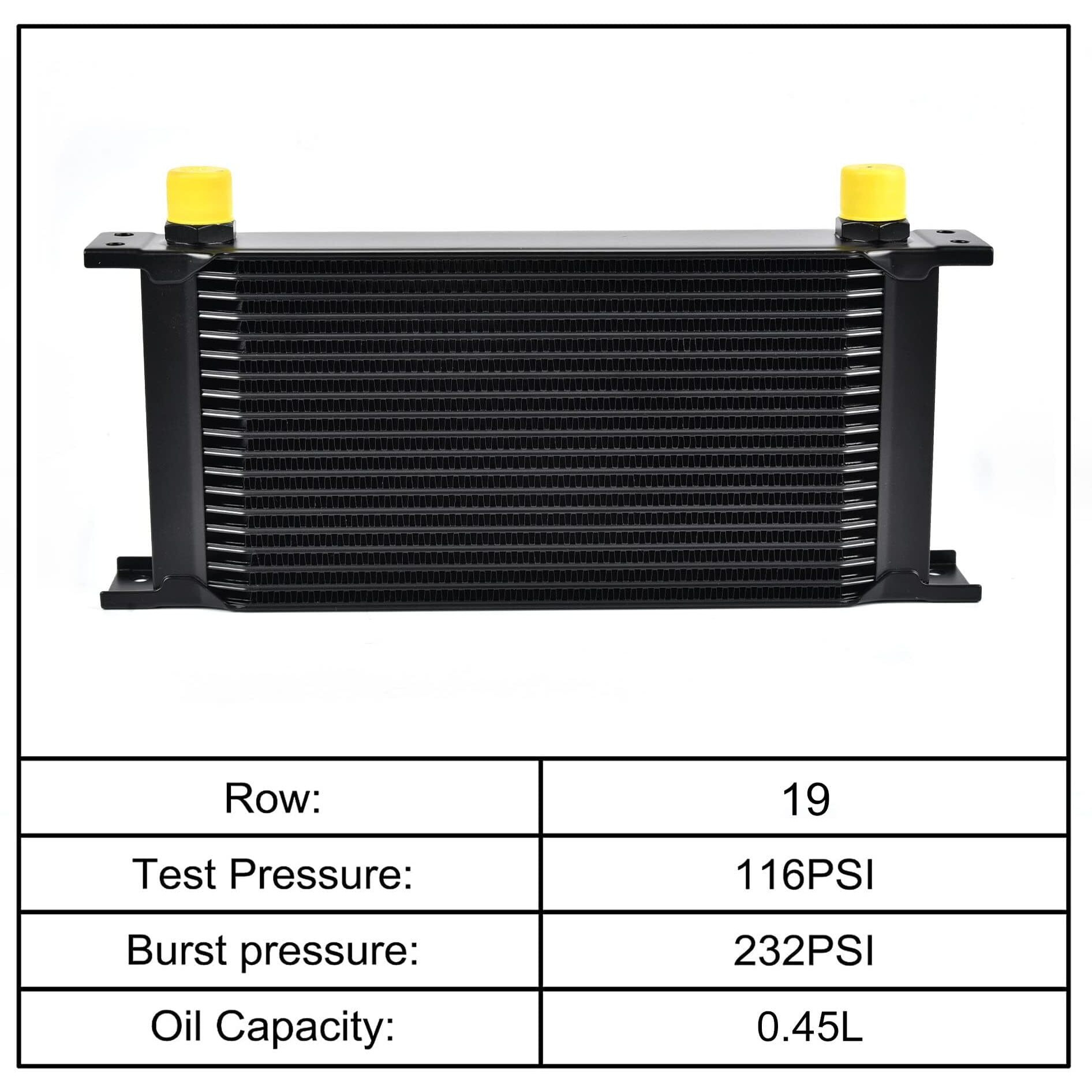 Evil Energy 19 Row Oil Cooler, 10An Stacked Plate Transmission Engine Cooler Universal British Radiator Aluminium Black