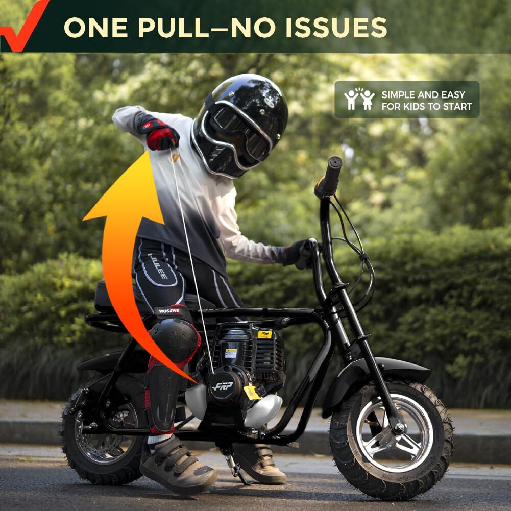 Frp Mb40 4-Stroke Mini Bike, 40Cc Kids Mini Dirt Bike With No Mixing Oil Need, Easy To Assemble,Goggles, Gloves And Neck Gaiter,18 Mph Max Speed And Support Up To 165 Lbs (Black)