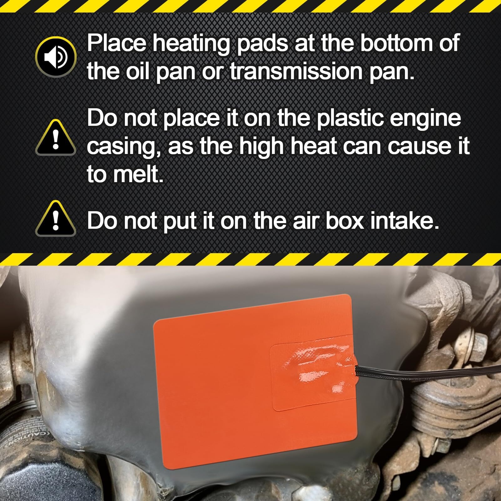 Silicone Pad Heater - 4 * 5In Car Engine Oil Pan Heater With 194F Thermal Protector & 68"" Power Cord, Self-Adhesive Warmer For Automotive (120V 150W) 2Pcs