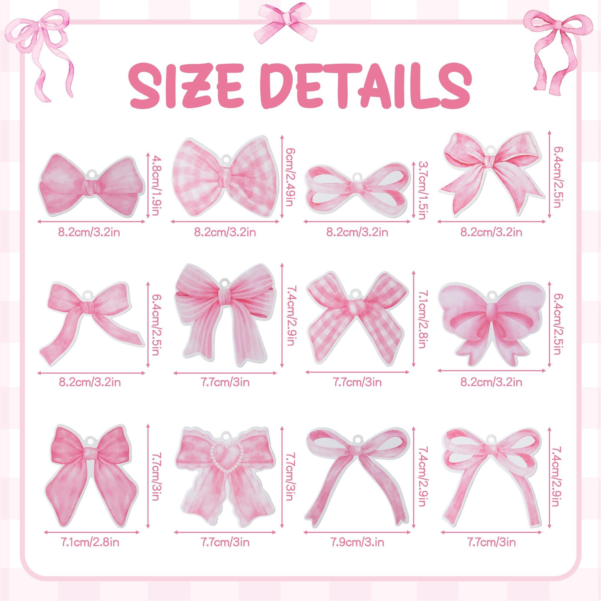 A1Diee 12Pcs Pink Coquette Bow Car Air Freshener Hanging Aesthetic Car Diffuser Ornaments Refresh Air Fragrant Pendant Car Interior With Essential Oils Gift Set Long-Lasting For Car Accessories Decor