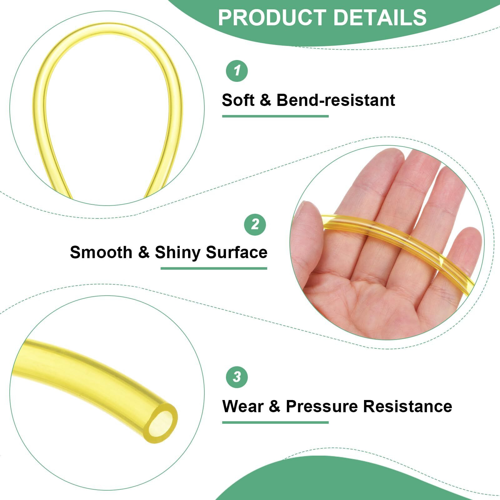 M Meterxity Tubing Carburetor Fuel Vent Line, 4Mm(0.16"") Id 6Mm(0.24"") Od 4M(13') Long Polyurethane Gas Oil Tube For Atv/Go Kart/Dirt Bike, Universal Petrol Pipe Replacement [Yellow]