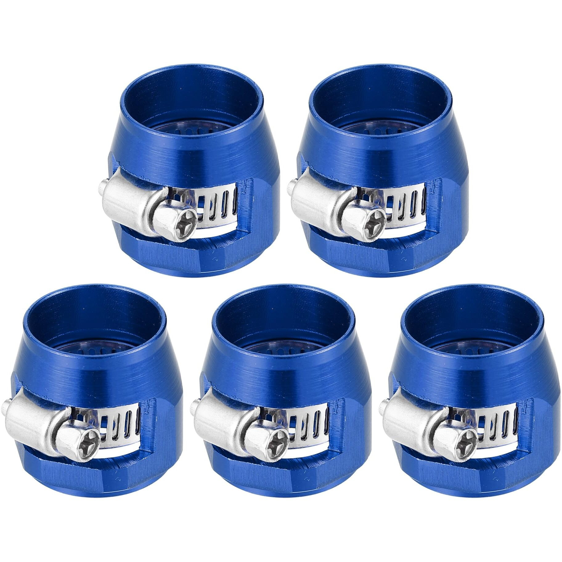 X Autohaux 5 Pcs An10 Hex Car Hose Finisher Flexible Rubber Pipe Clamp With Screw Band Adapter Fitting For Oil Fuel Water Tube Blue